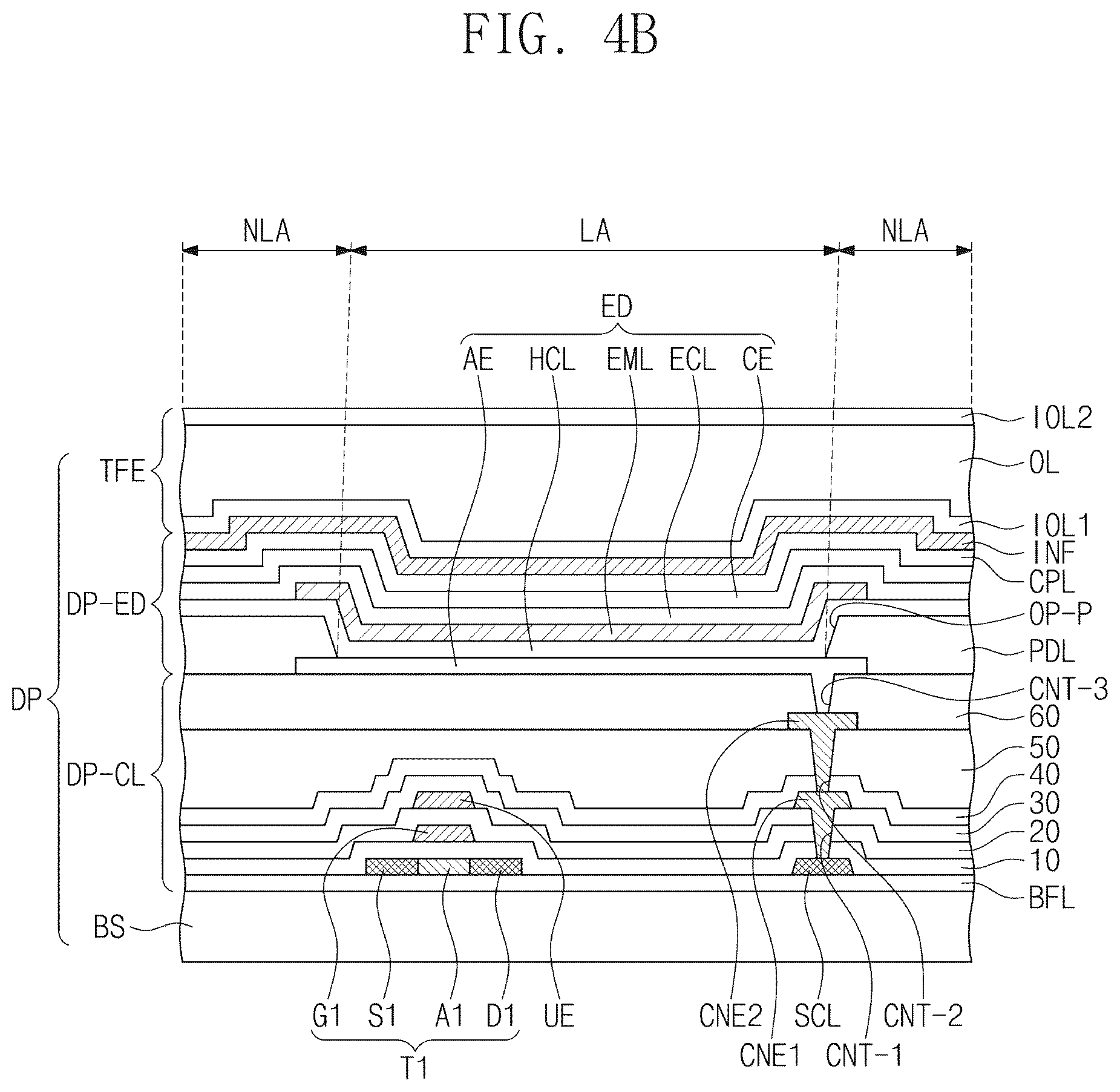 Patent US12581840 Figure 5 – Display device including low refractive and anti-reflection layers