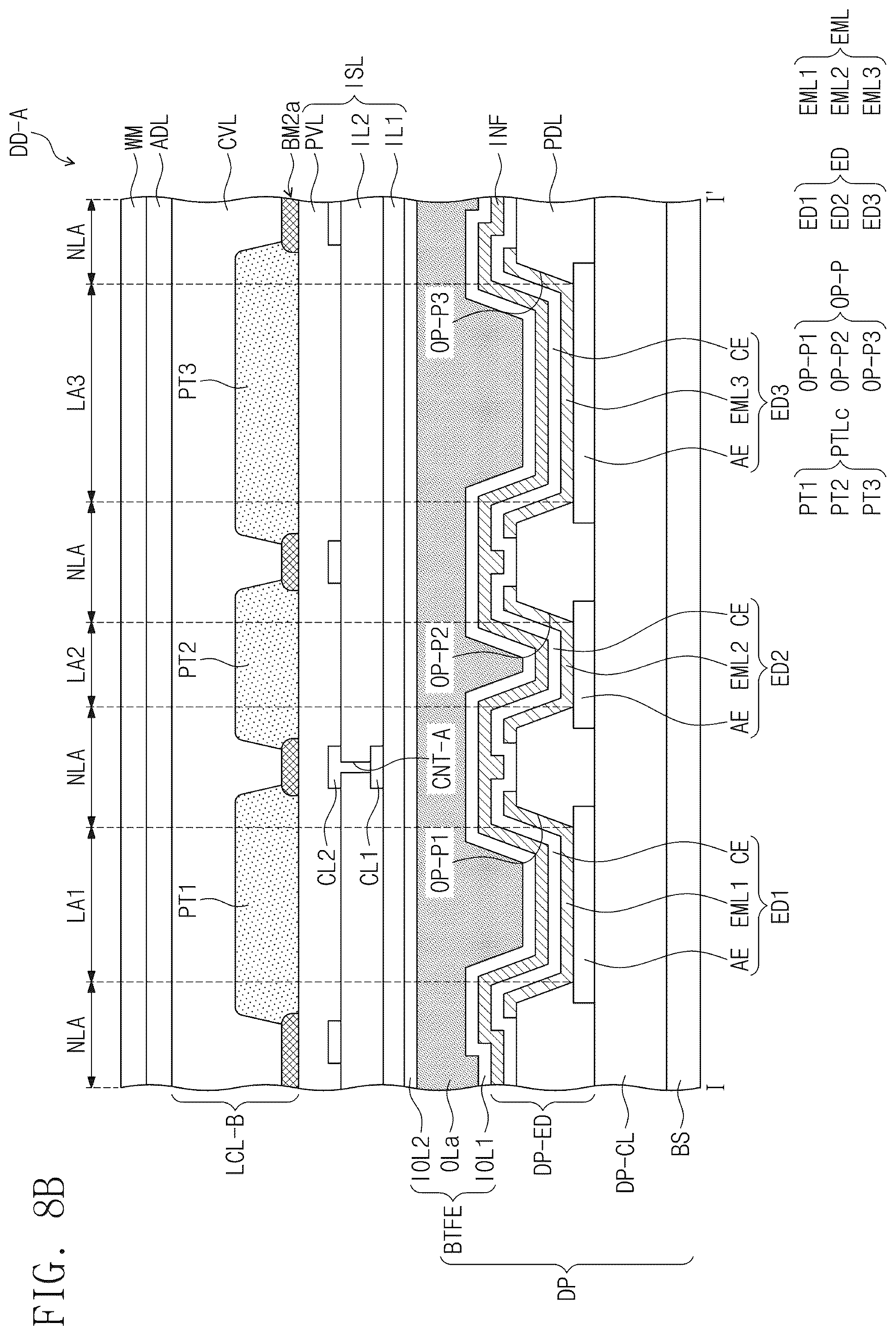 Patent US12581840 Figure 12 – Display device including low refractive and anti-reflection layers