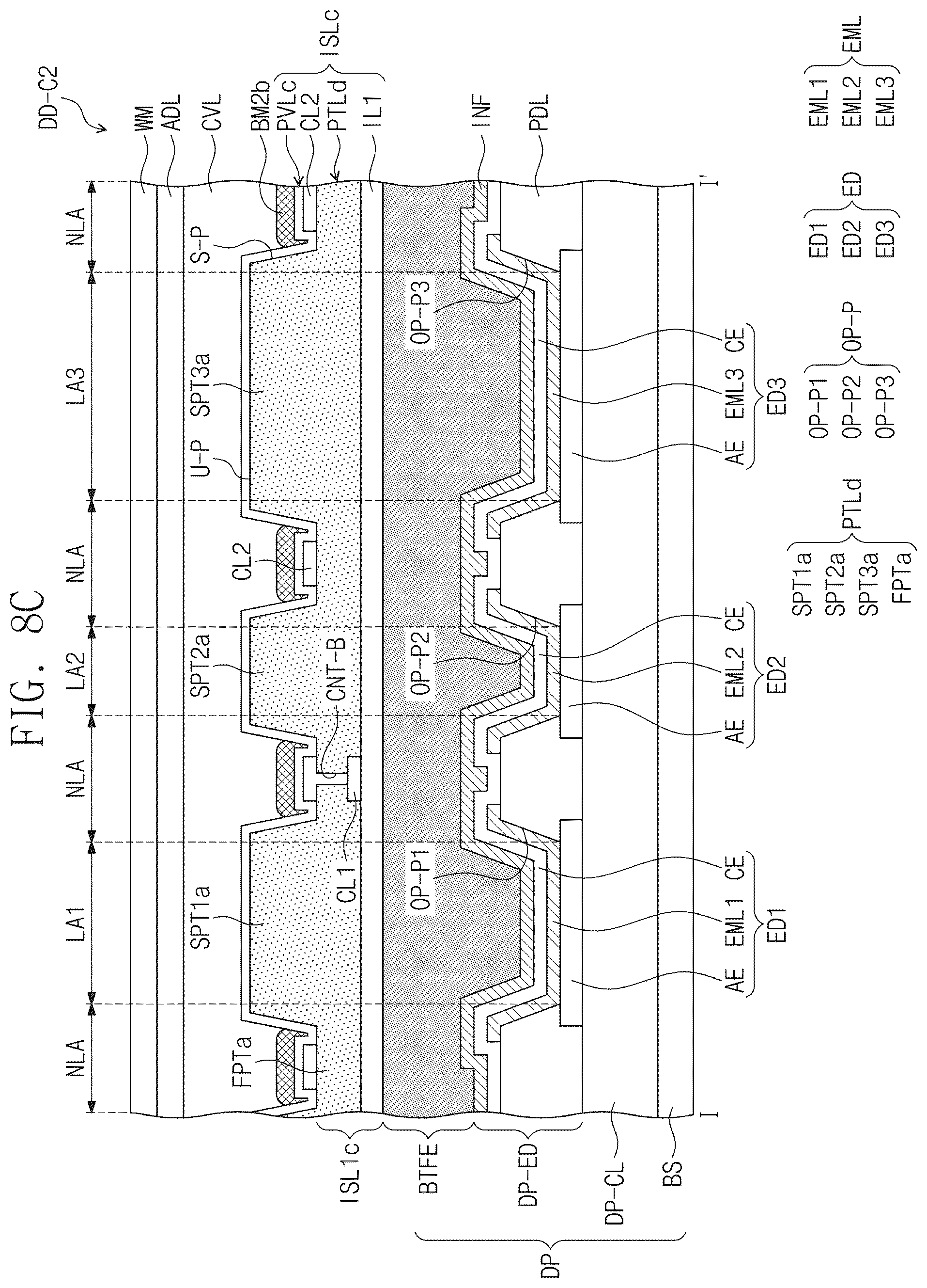 Patent US12581840 Figure 13 – Display device including low refractive and anti-reflection layers