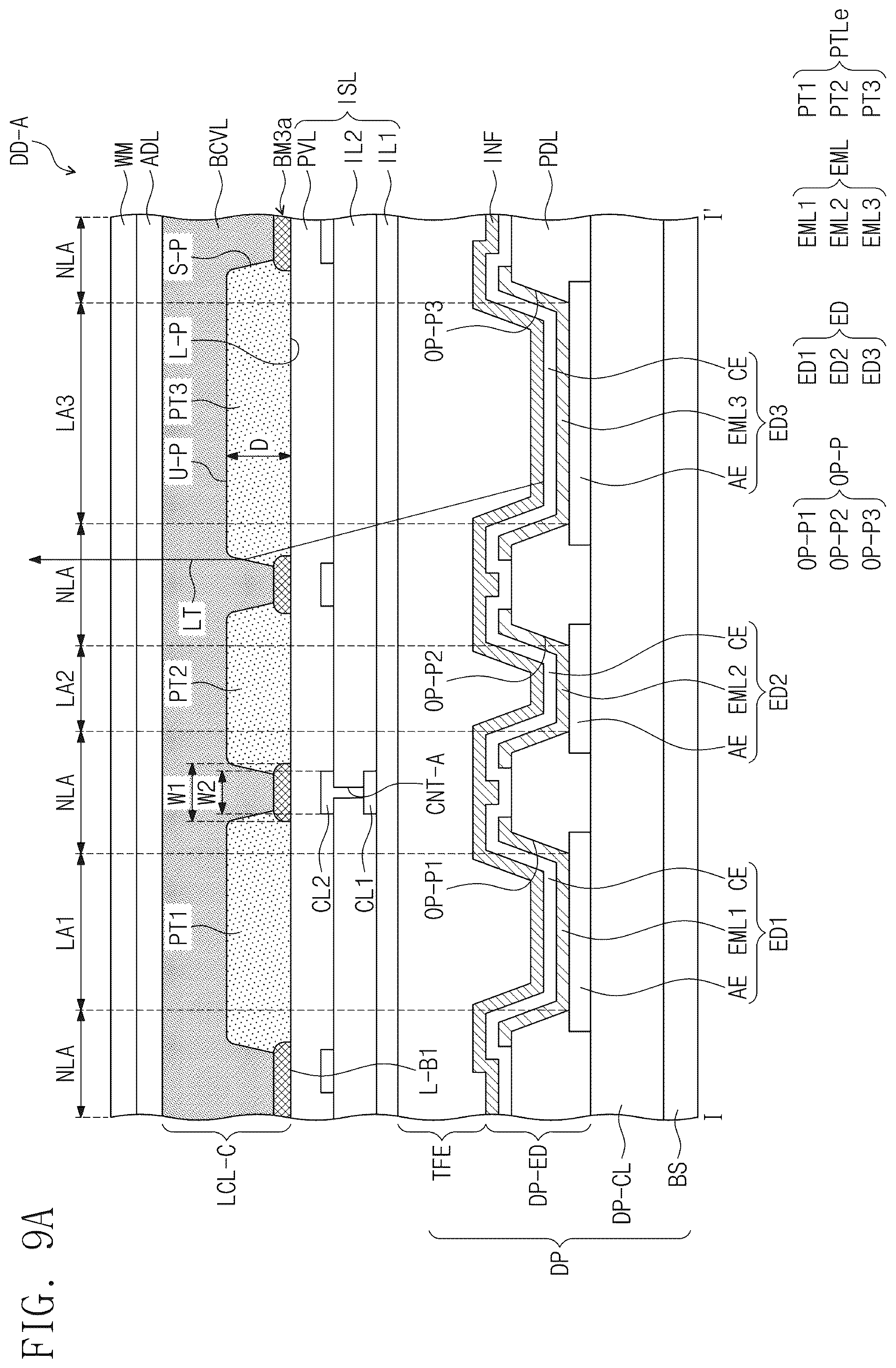 Patent US12581840 Figure 14 – Display device including low refractive and anti-reflection layers