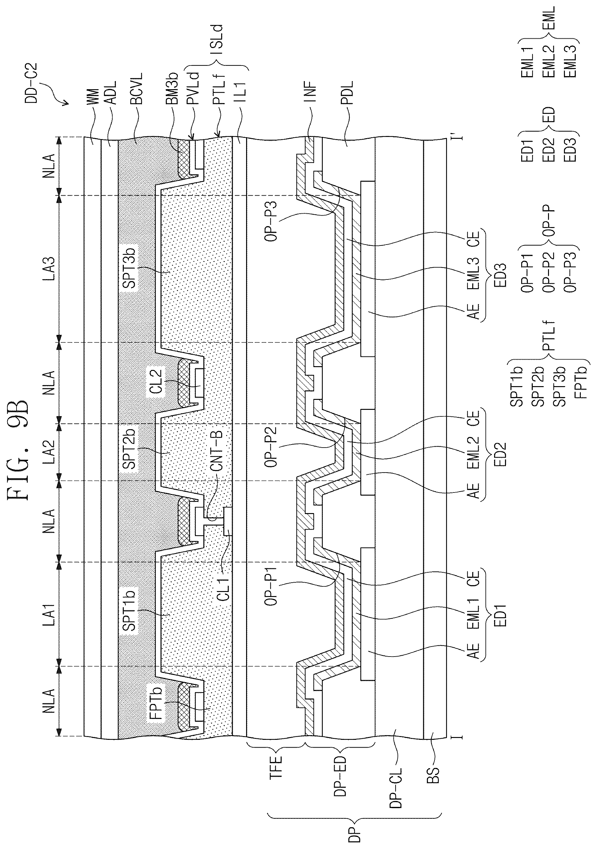 Patent US12581840 Figure 15 – Display device including low refractive and anti-reflection layers