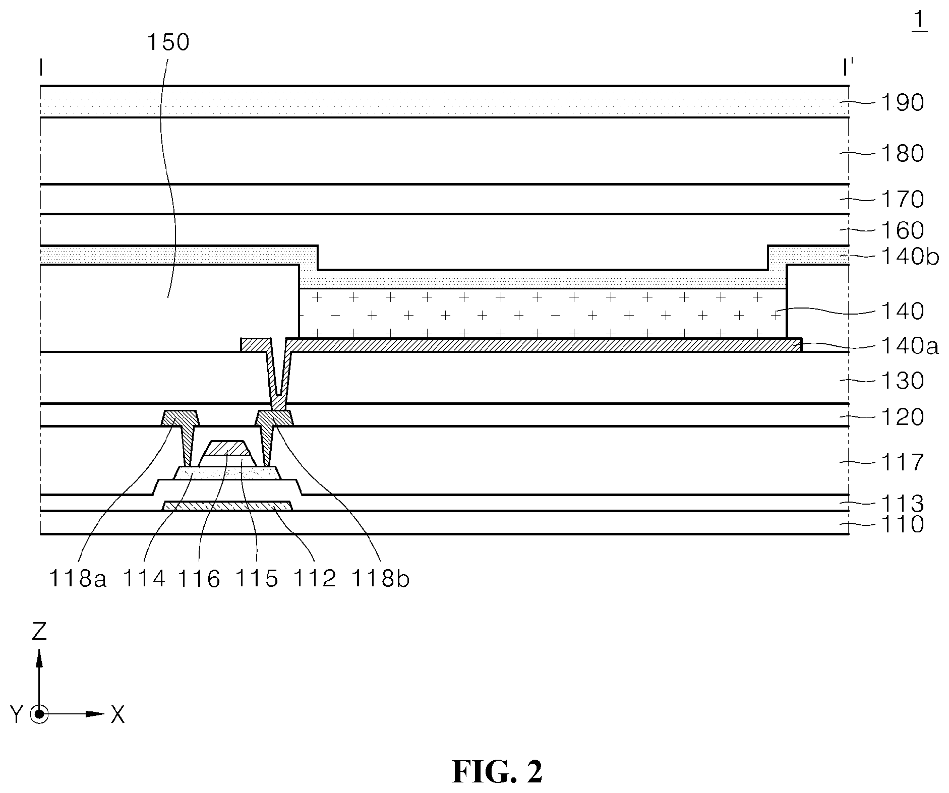 Patent US12581843 Figure 2 – Display device and method for manufacturing the same