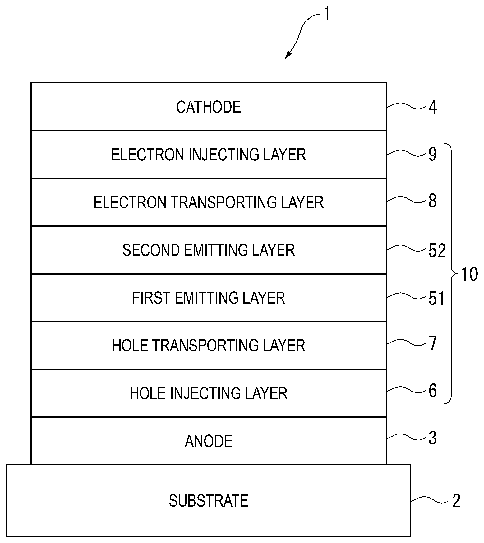 Patent US12581849 Figure 1 – Organic electroluminescence element and electronic apparatus