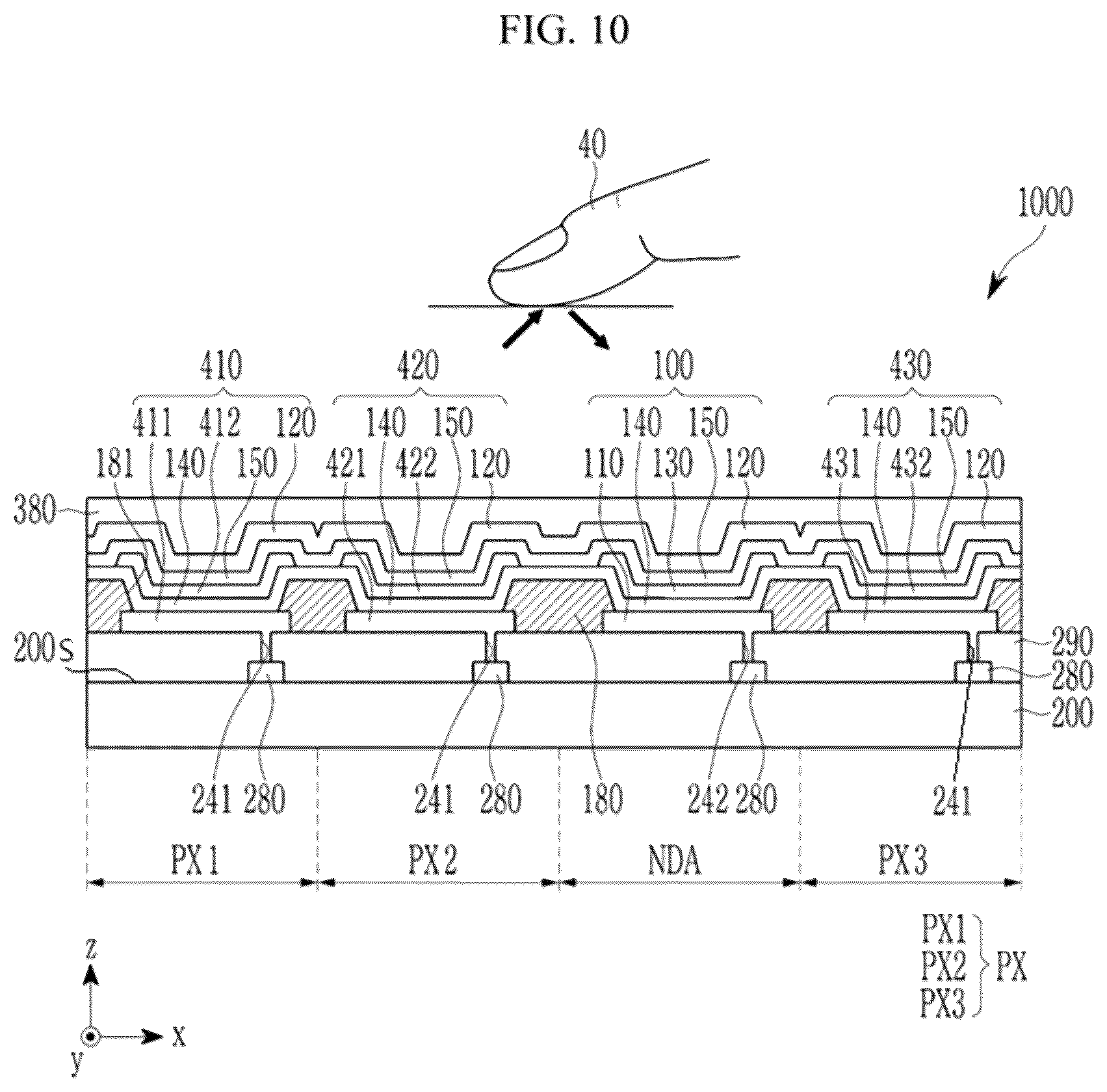 Patent US12581853 Figure 10 – Organic compound and sensor and sensor embedded display panel and electronic device