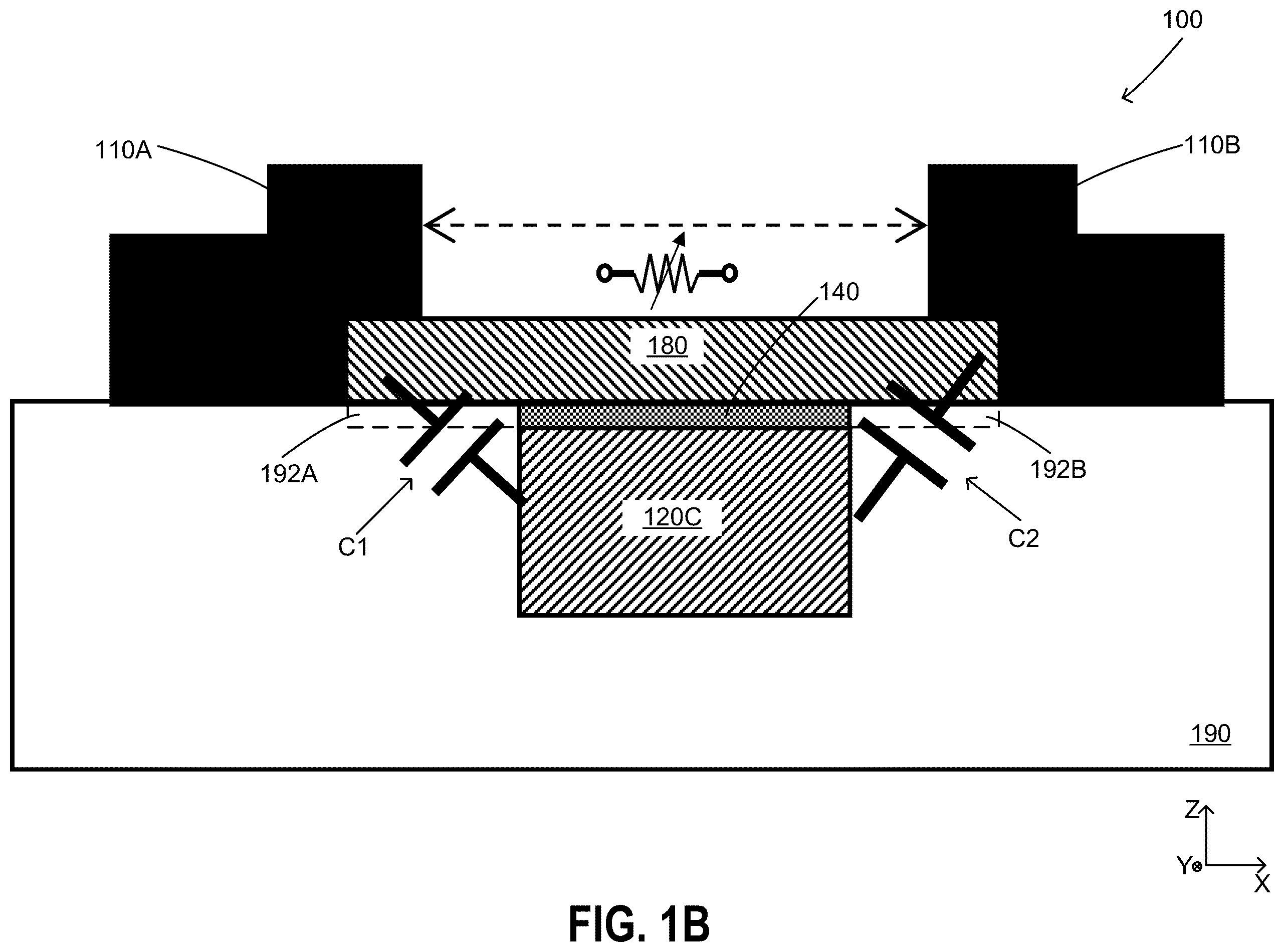 Patent US12581871 Figure 2 – Phase-change material (PCM) radio frequency (RF) switching device with thin self-aligned dielectric layer