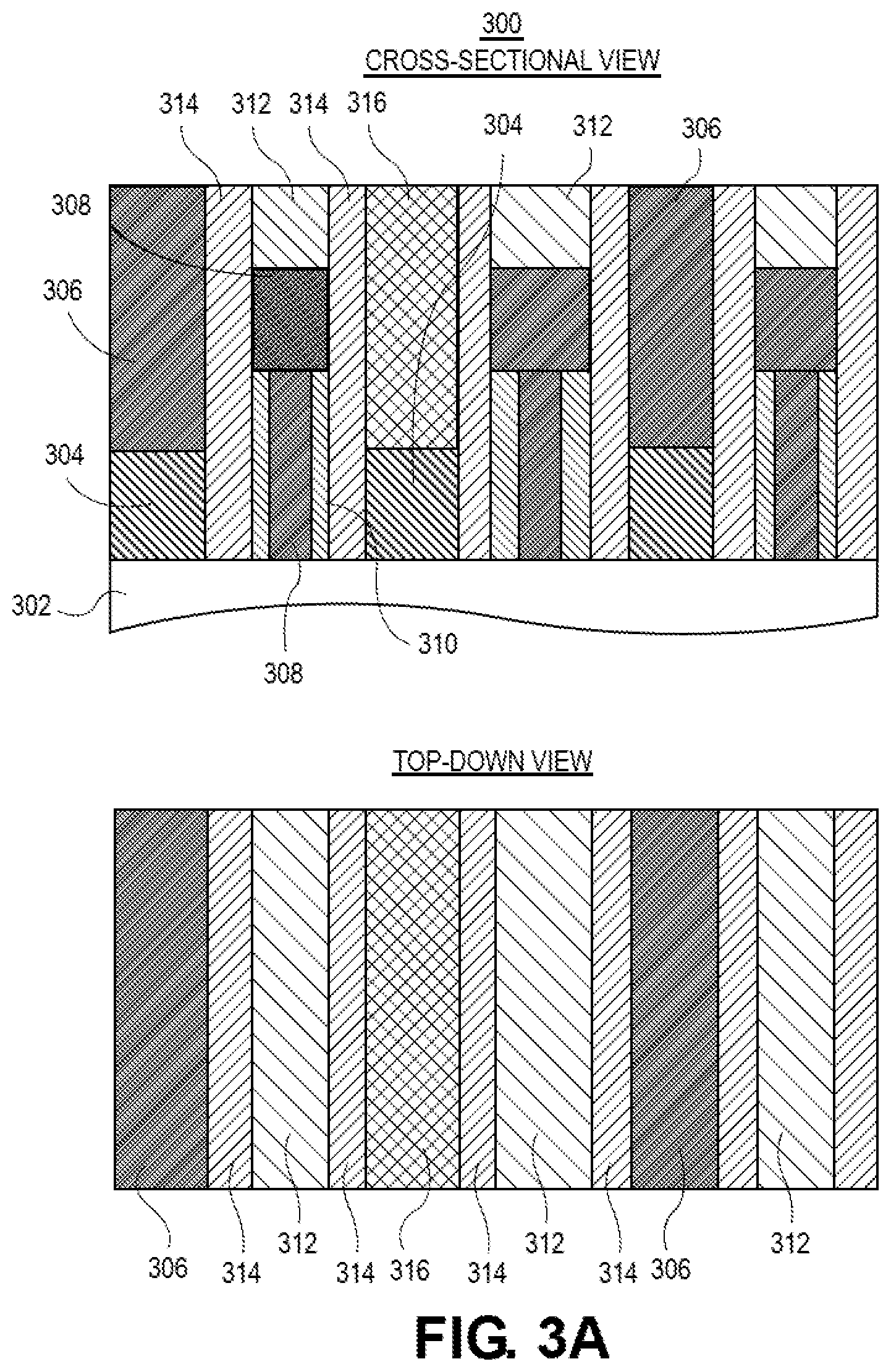 Patent US12581927 Figure 3 – Contact over active gate structures with conductive trench contact taps for advanced integrated circuit structure fabrication