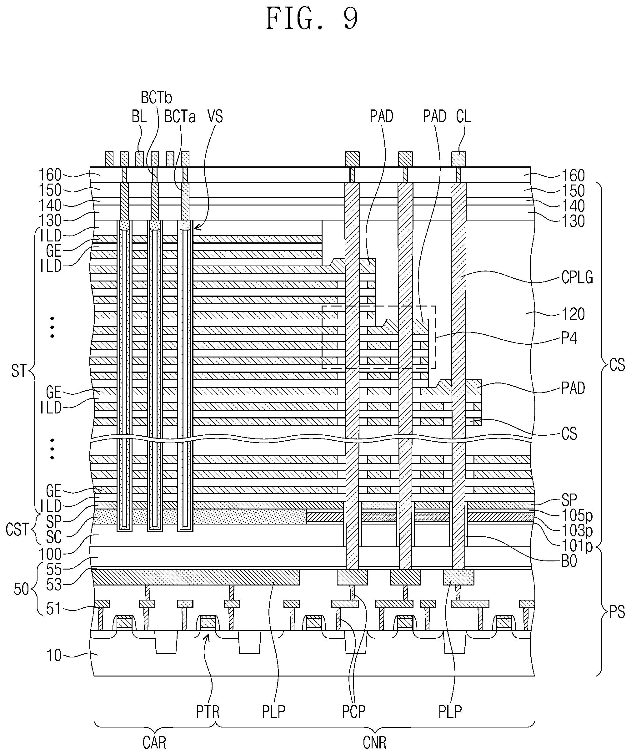 Patent US12581930 Figure 15 – Semiconductor device including electrodes each having a pad part and electronic system including the same