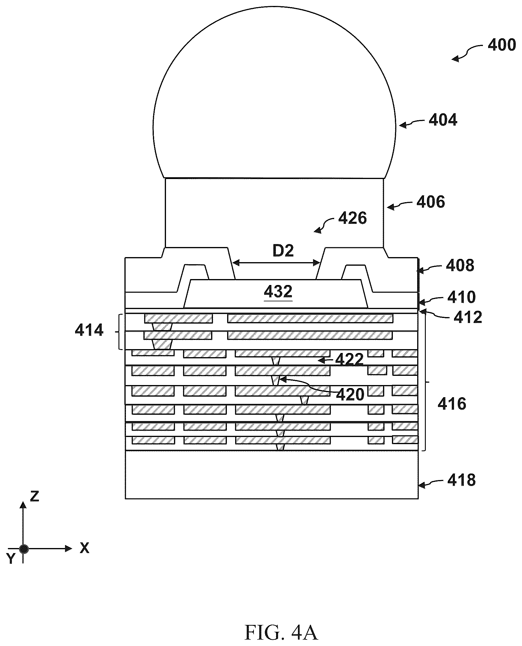 Patent US12581935 Figure 8 – Stacked via structures and methods for forming the same