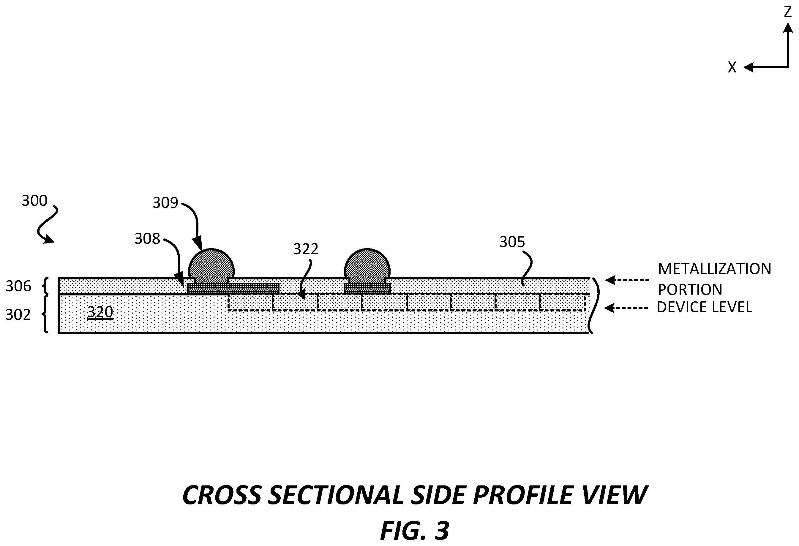 Patent US12581937 Figure 3 – Integrated device comprising metallization interconnects