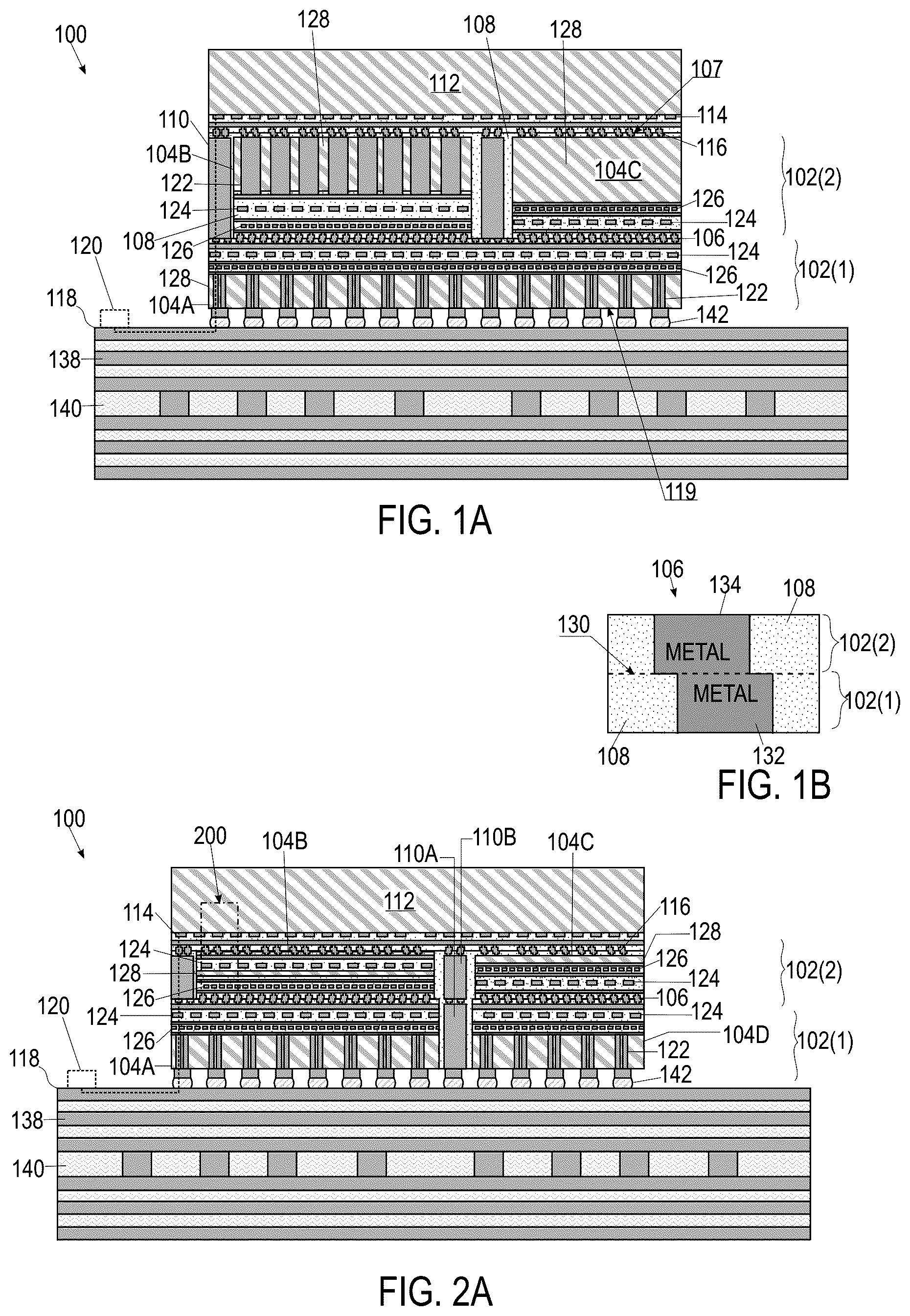 Patent US12581938 Figure 1 – Package architecture for quasi-monolithic chip with backside power