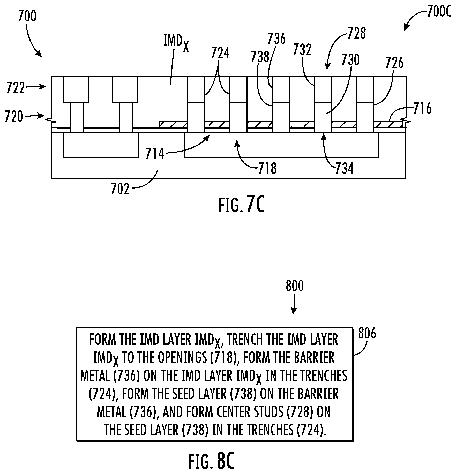 Patent US12581943 Figure 9 – Three-dimensional (3D) metal-insulator-metal capacitor (MIMCAP) including stacked vertical metal studs for increased capacitance density and related fabrication methods