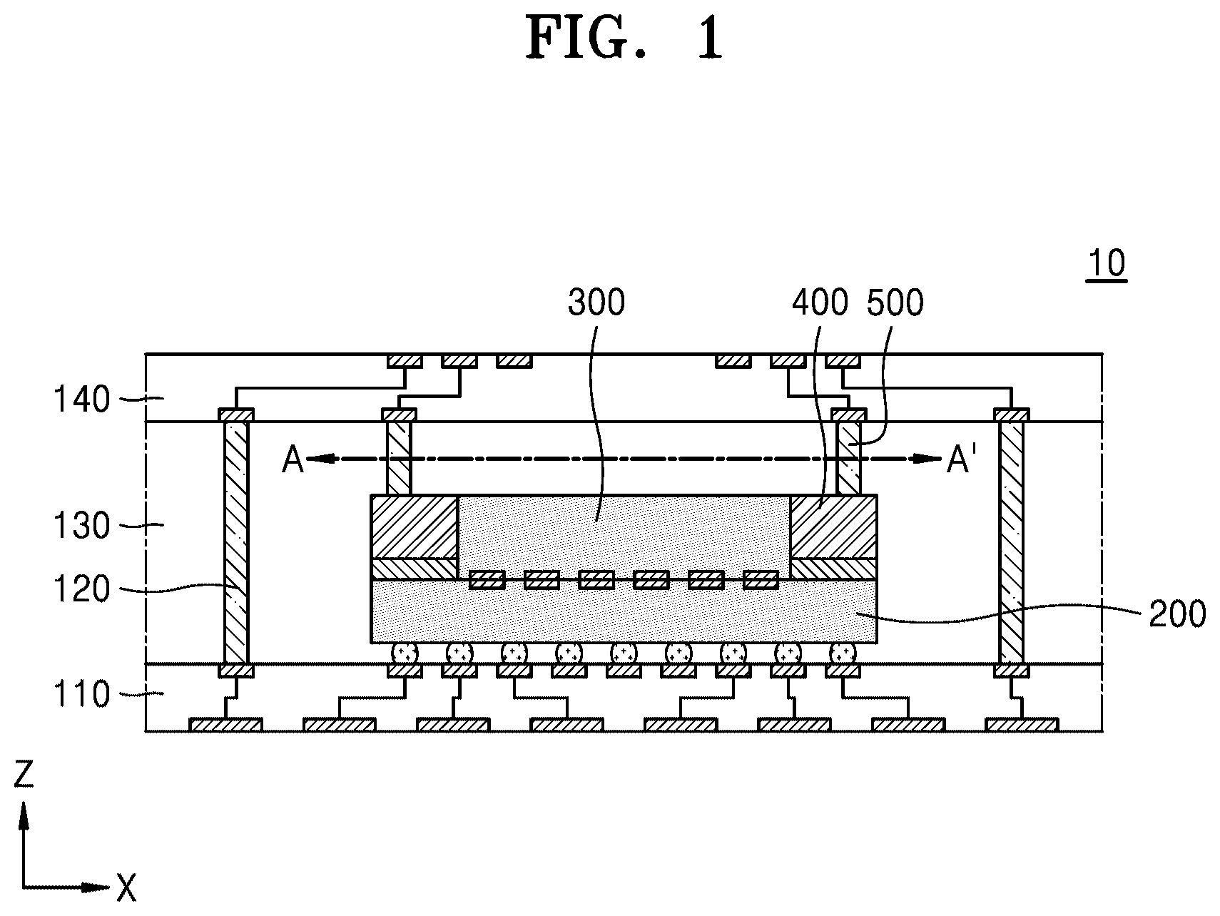 Patent US12581948 Figure 1 – Semiconductor package