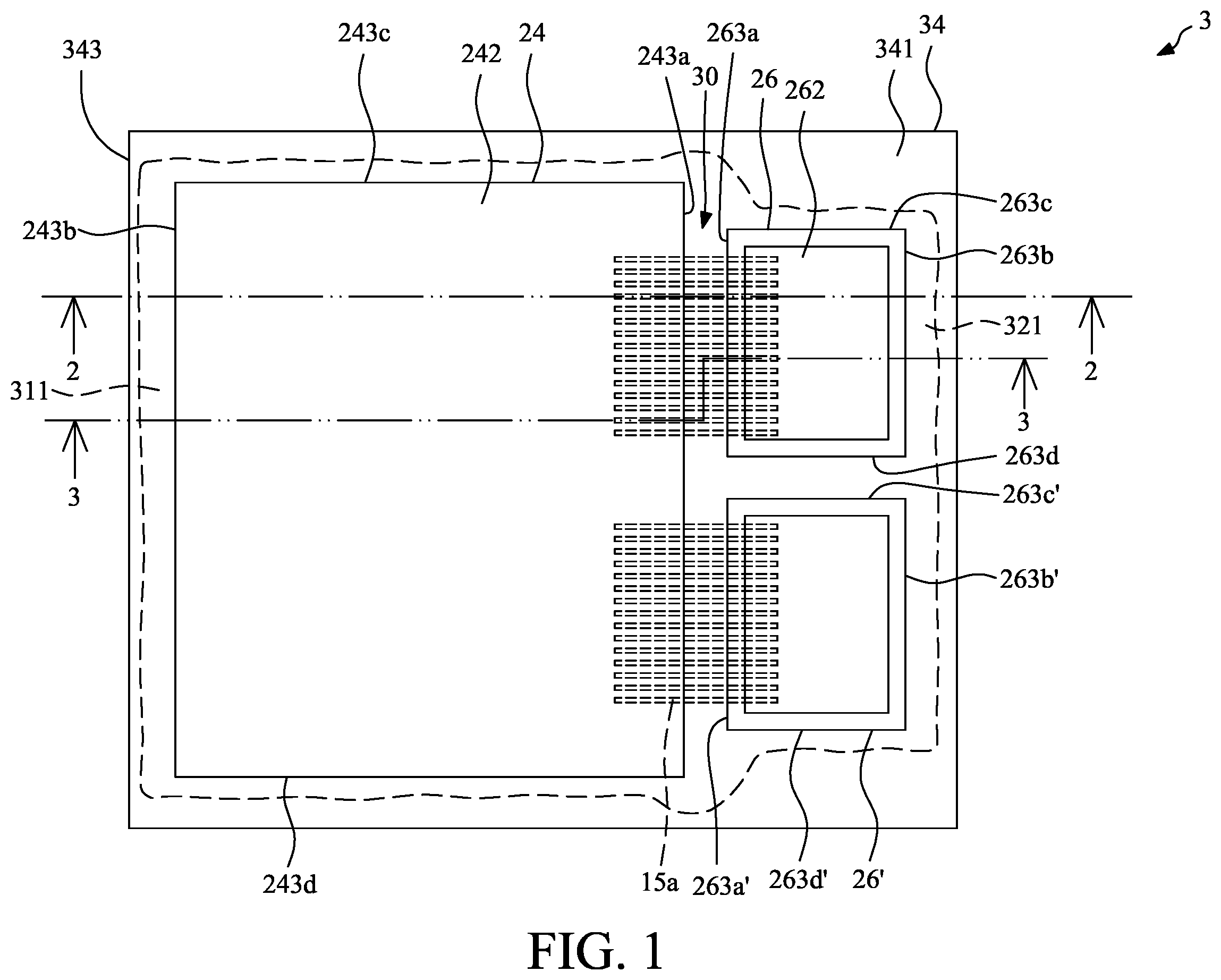 Patent US12581952 Figure 1 – Package structure and method for manufacturing the same