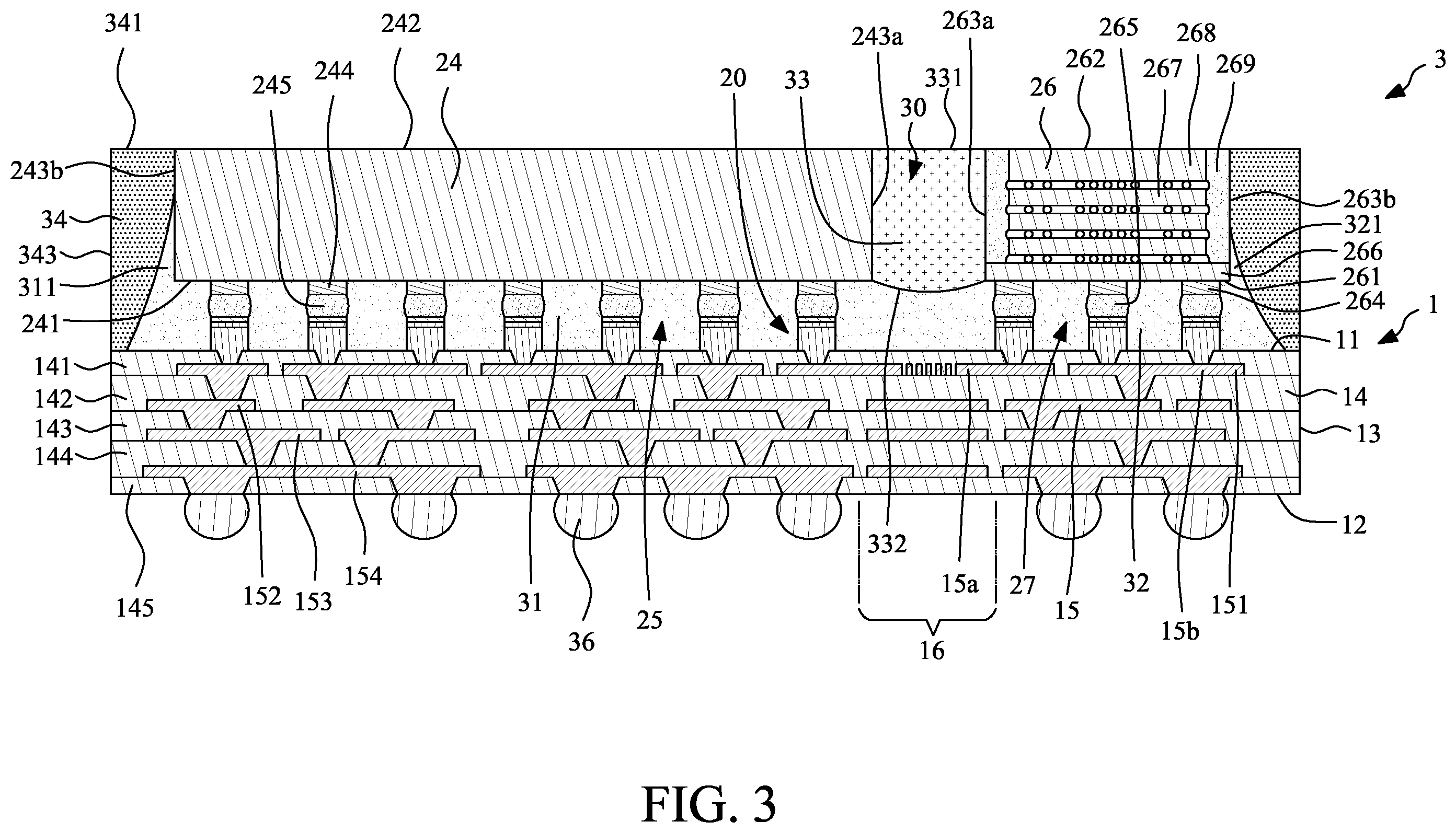 Patent US12581952 Figure 3 – Package structure and method for manufacturing the same