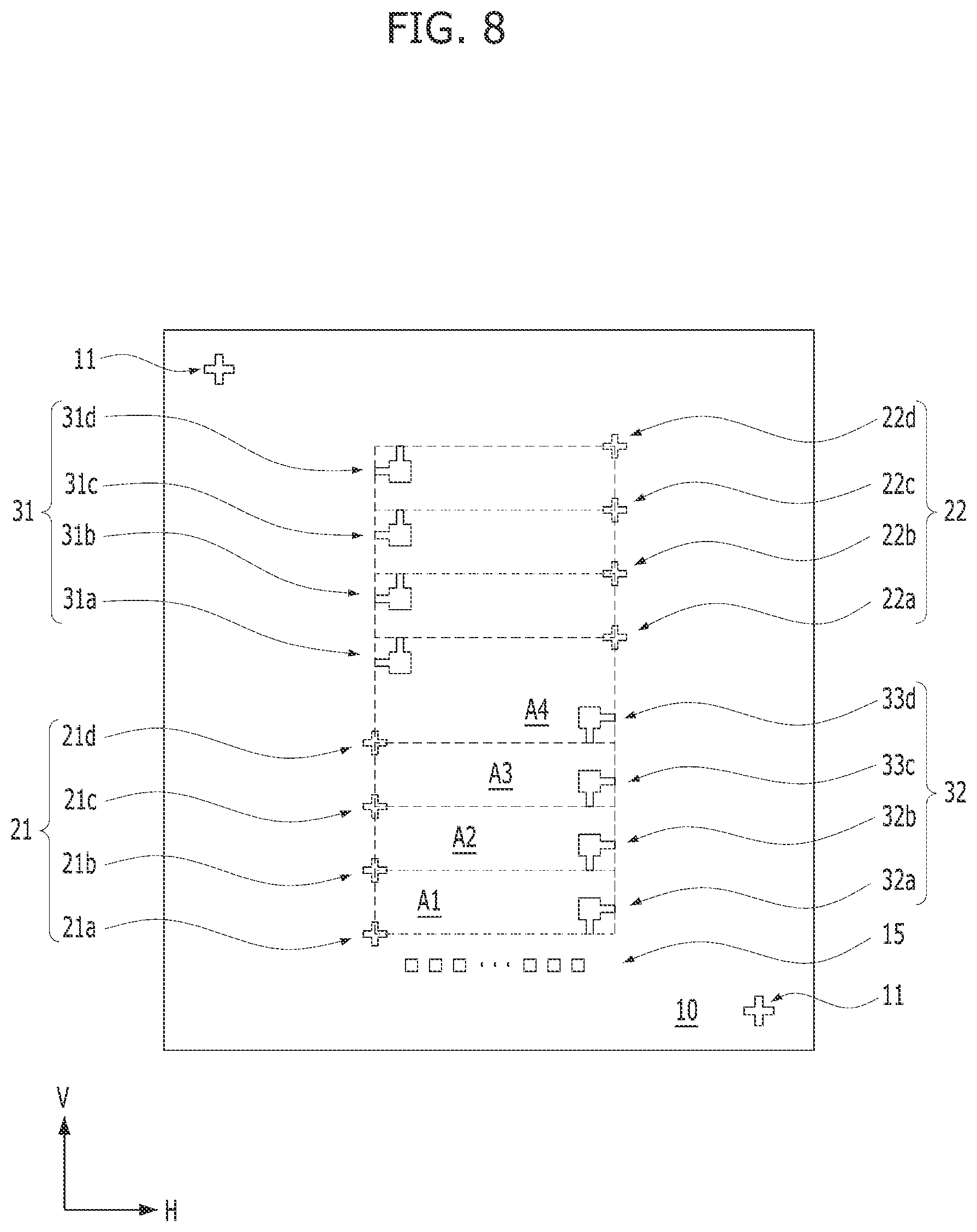 Patent US12581961 Figure 13 – Substrate having a die position mark and a semiconductor die stack structure including semiconductor dies stacked on the substrate
