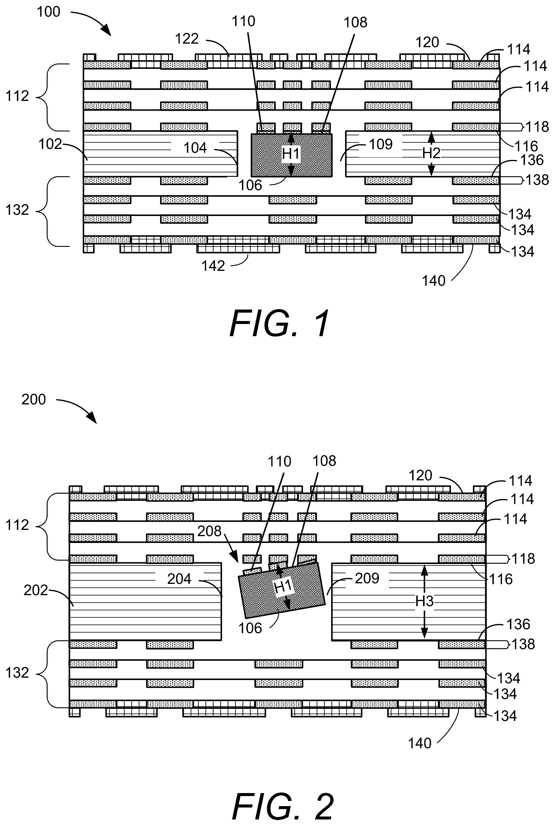 Patent US12581966 Figure 1 – Electronic component placed on core of substrate