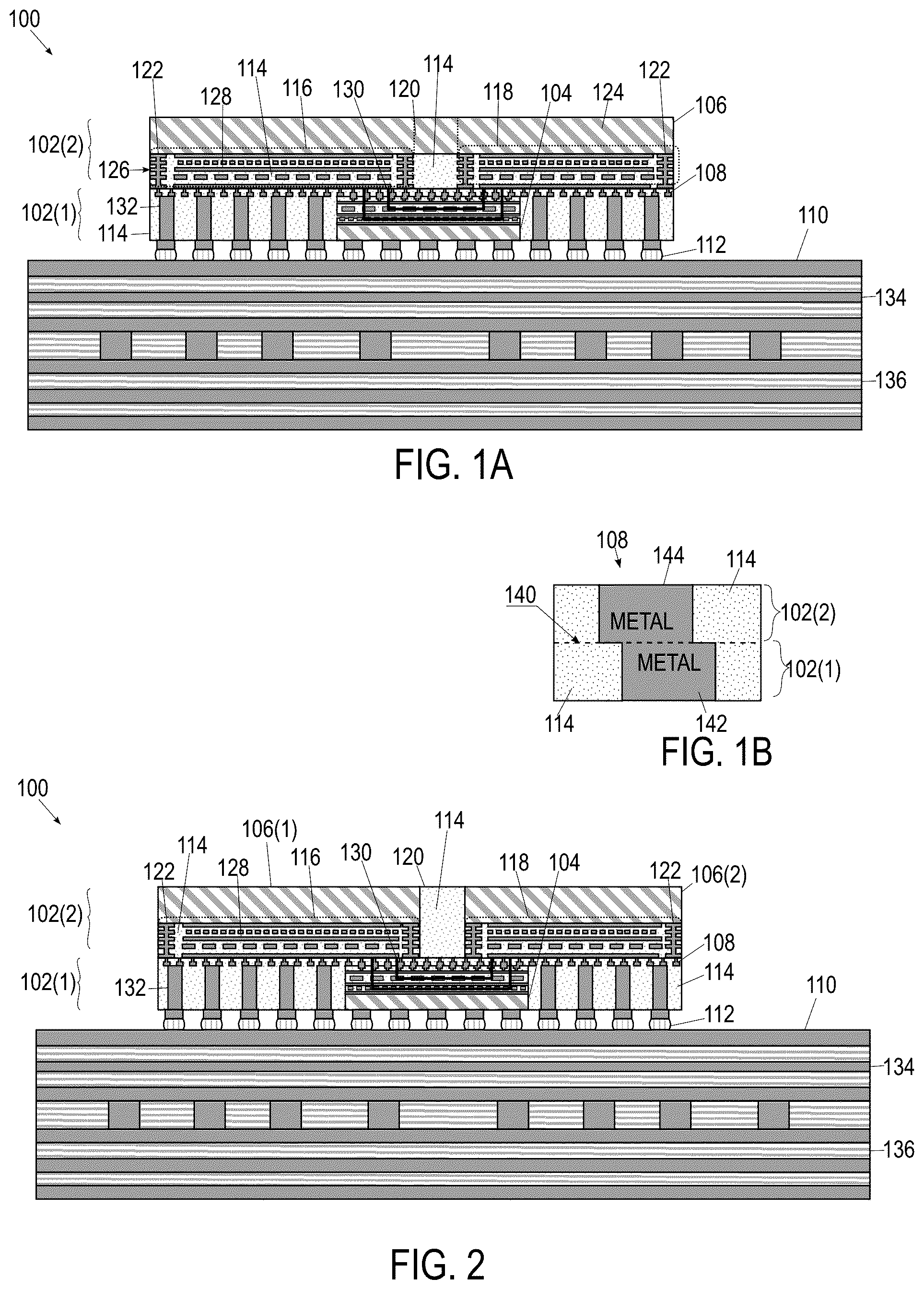 Patent US12581968 Figure 1 – Package architecture of large dies using quasi-monolithic chip layers