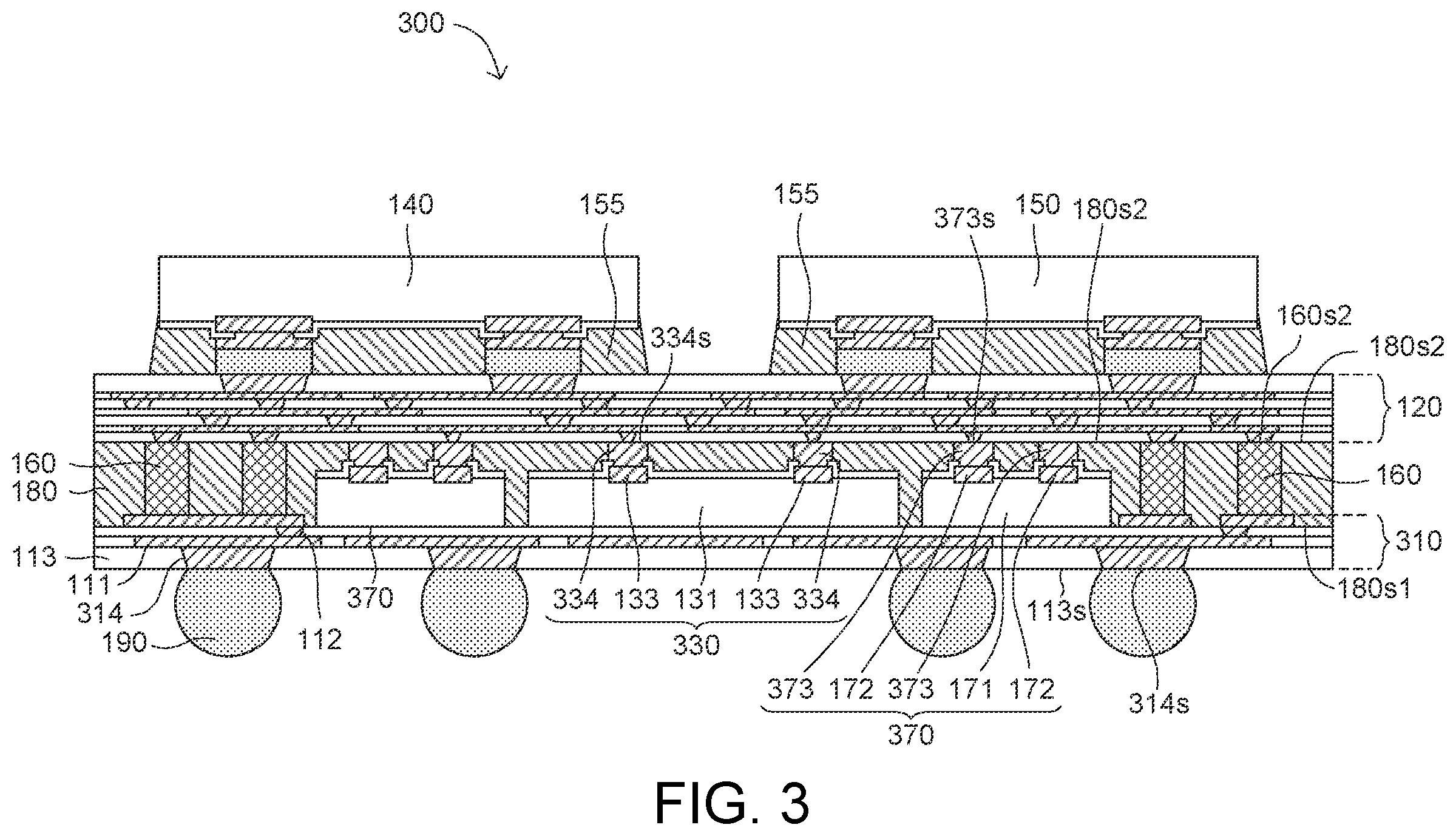 Patent US12581971 Figure 4 – Semiconductor device with bridge die electrically connecting two chips and manufacturing method thereof