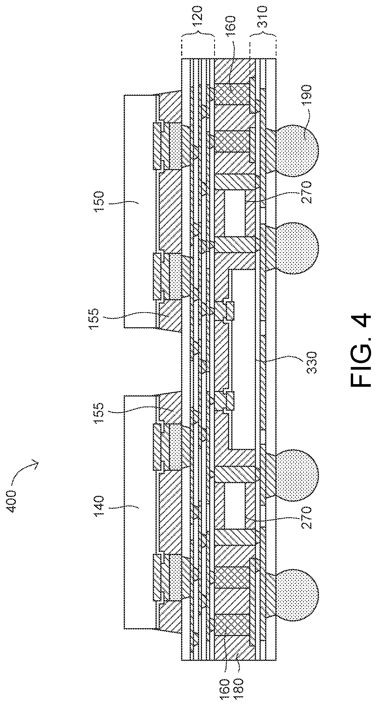 Patent US12581971 Figure 5 – Semiconductor device with bridge die electrically connecting two chips and manufacturing method thereof