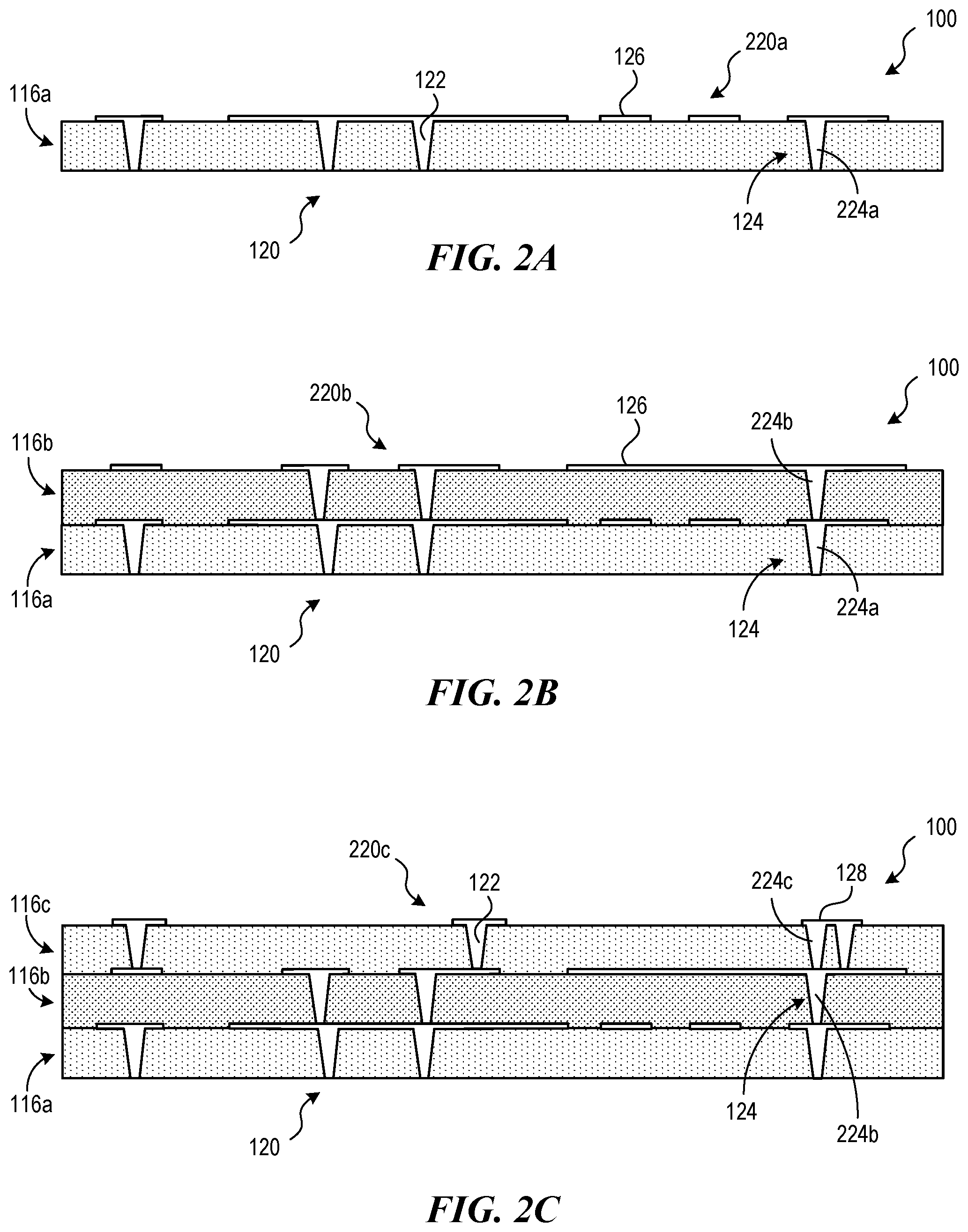 Patent US12581976 Figure 3 – Wire bonding directly on exposed conductive vias and interconnects and related systems and methods