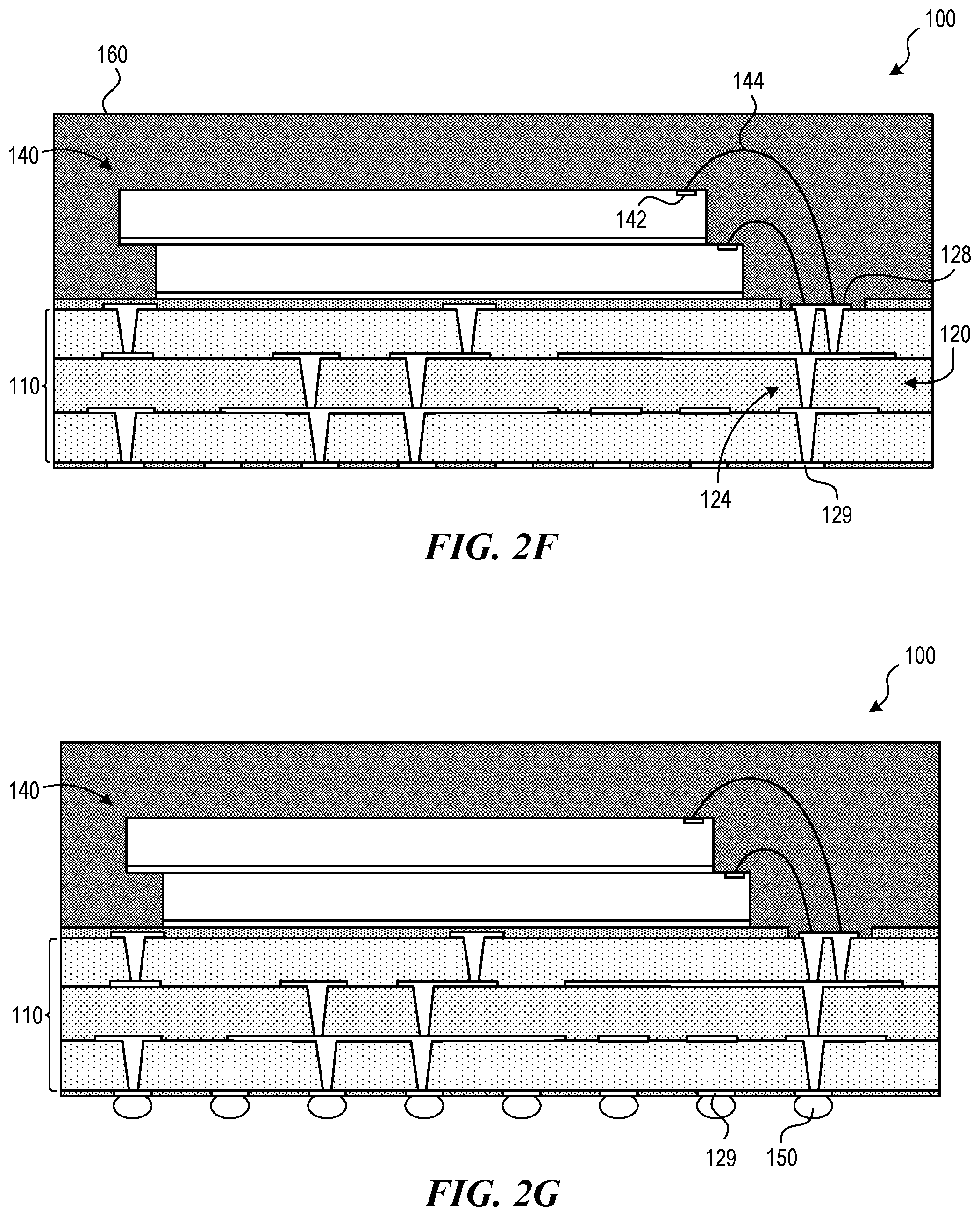 Patent US12581976 Figure 5 – Wire bonding directly on exposed conductive vias and interconnects and related systems and methods
