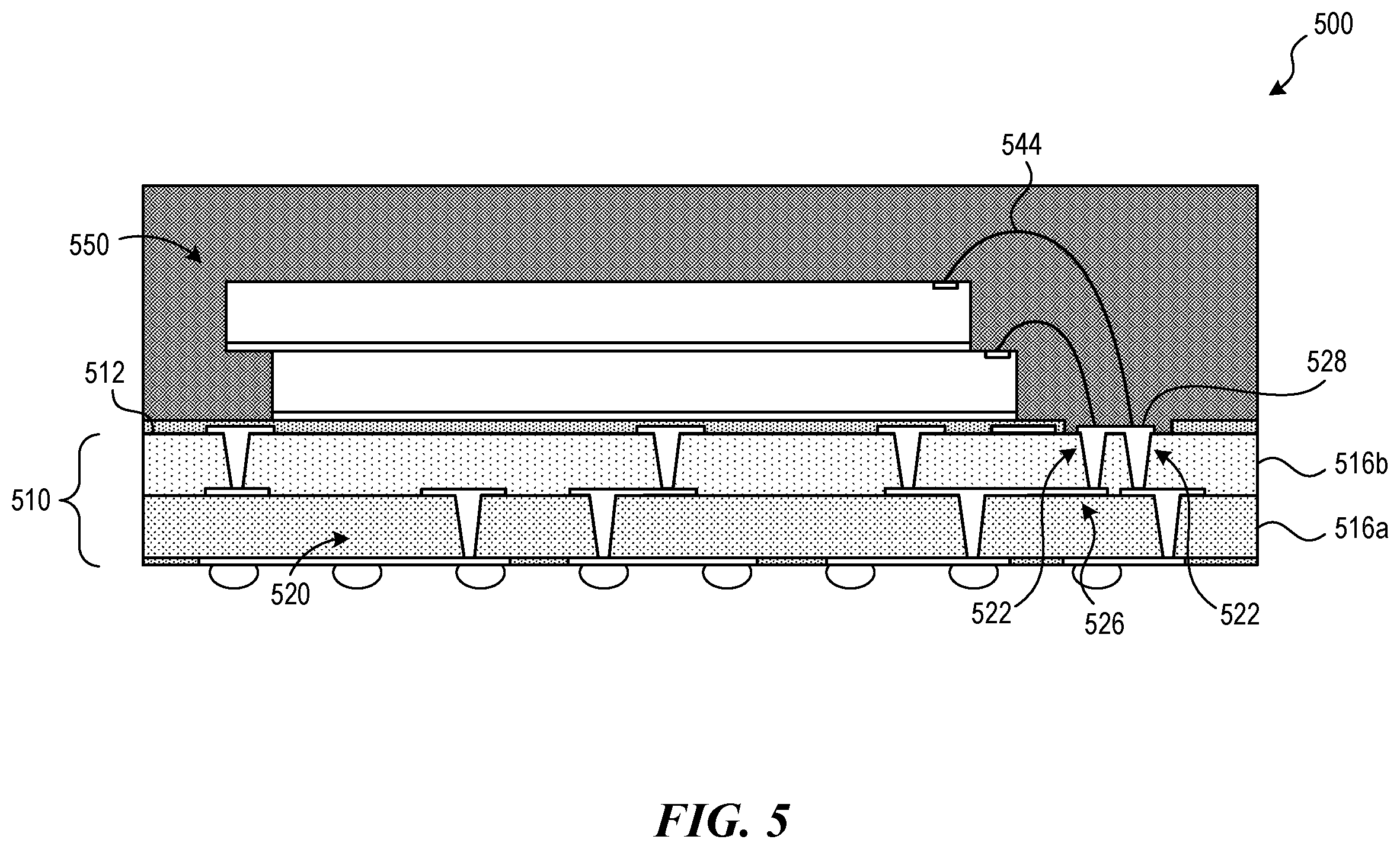 Patent US12581976 Figure 8 – Wire bonding directly on exposed conductive vias and interconnects and related systems and methods