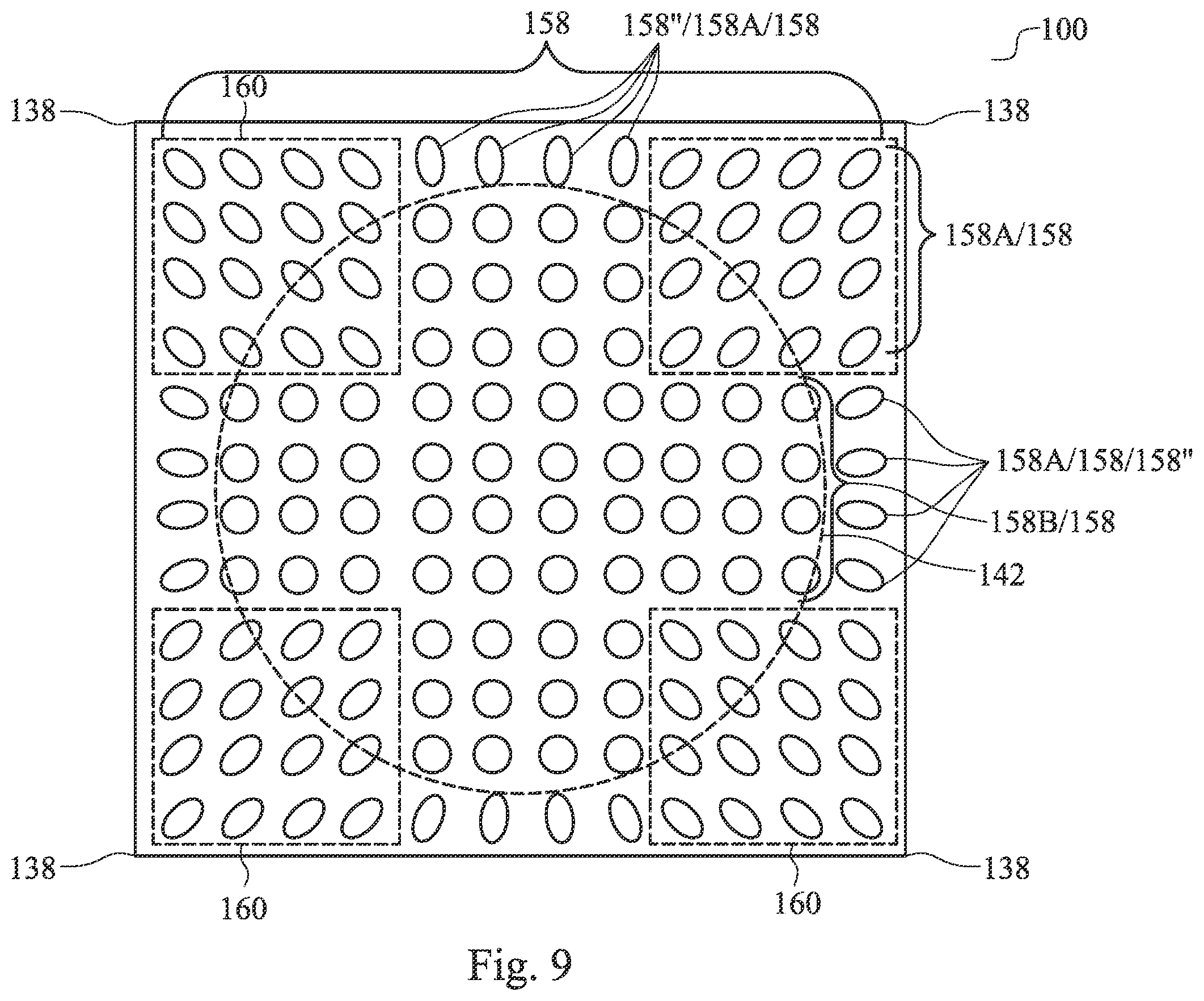 Patent US12581985 Figure 9 – Pad design for reliability enhancement in packages