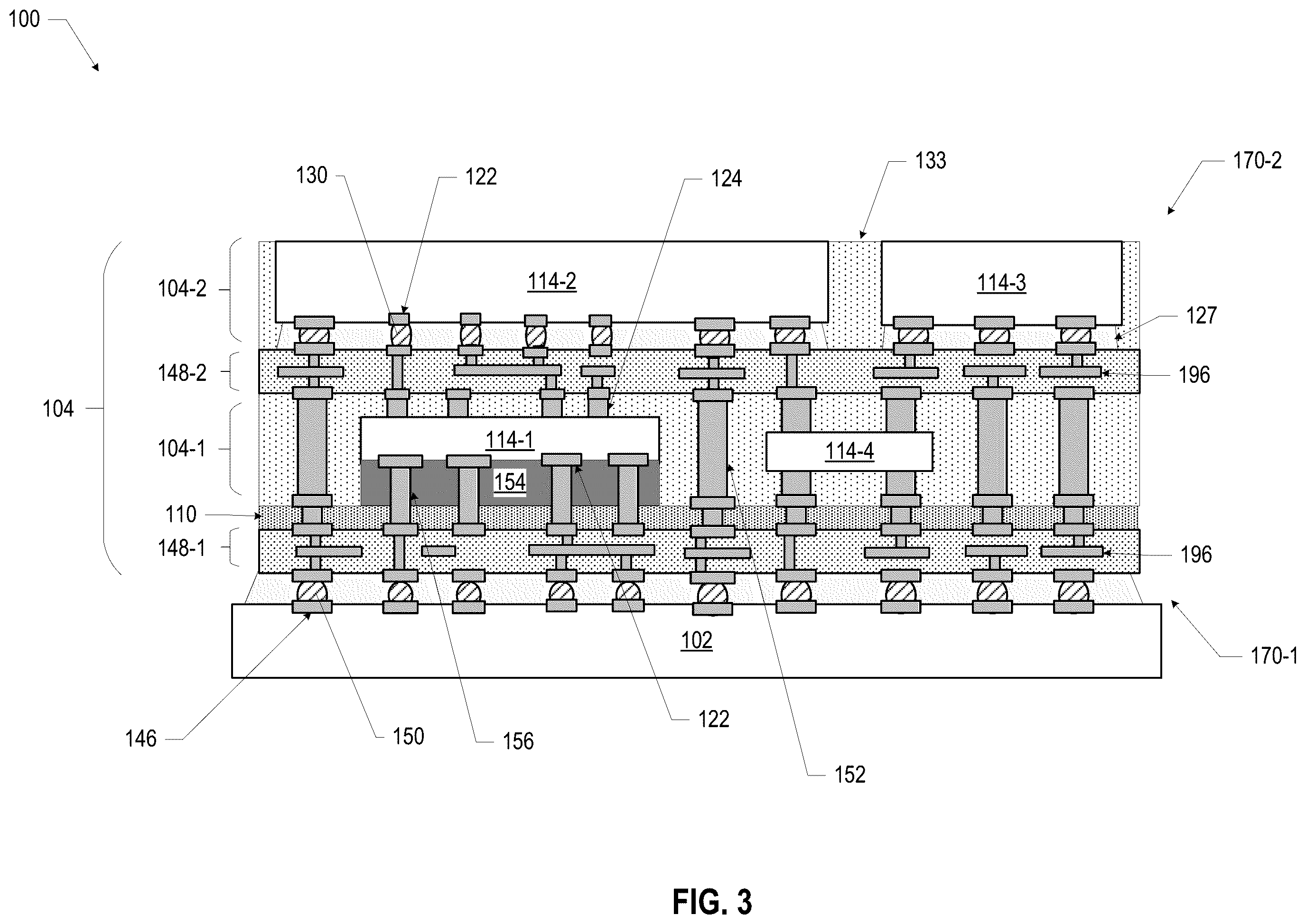 Patent US12581988 Figure 3 – Microelectronic assemblies with through die attach film connections