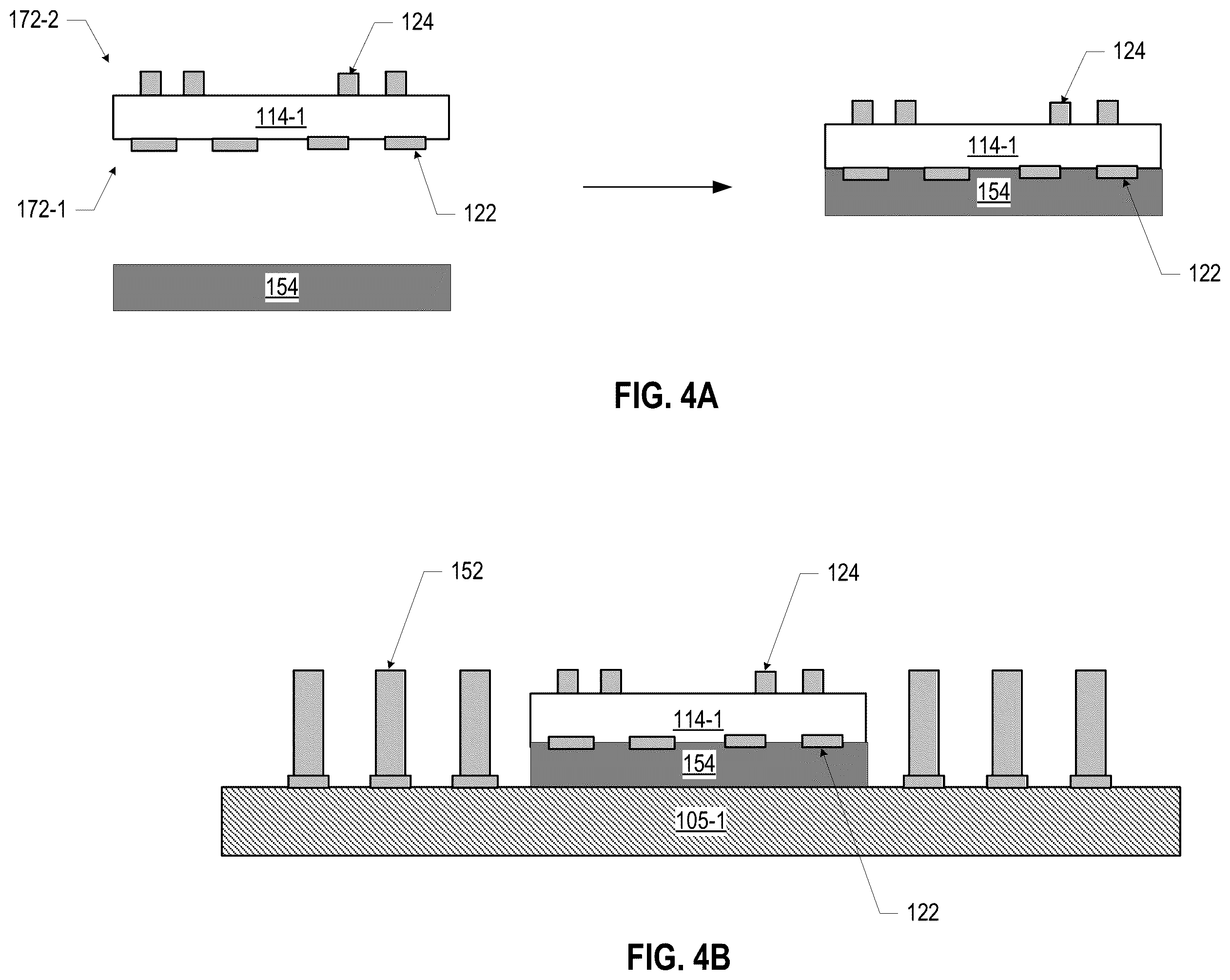 Patent US12581988 Figure 4 – Microelectronic assemblies with through die attach film connections