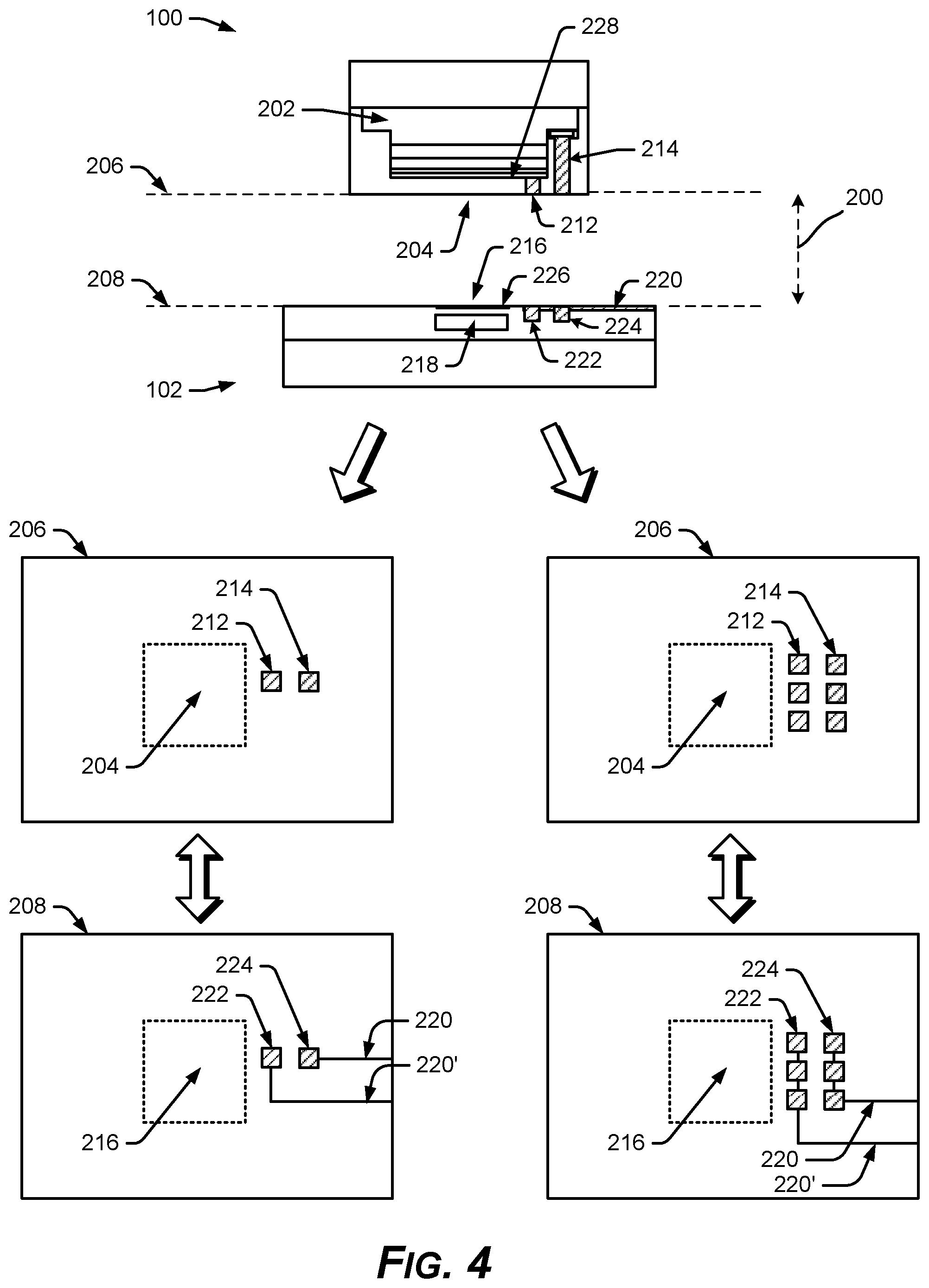 Patent US12581994 Figure 4 – Direct-bonded optoelectronic interconnect for high-density integrated photonics