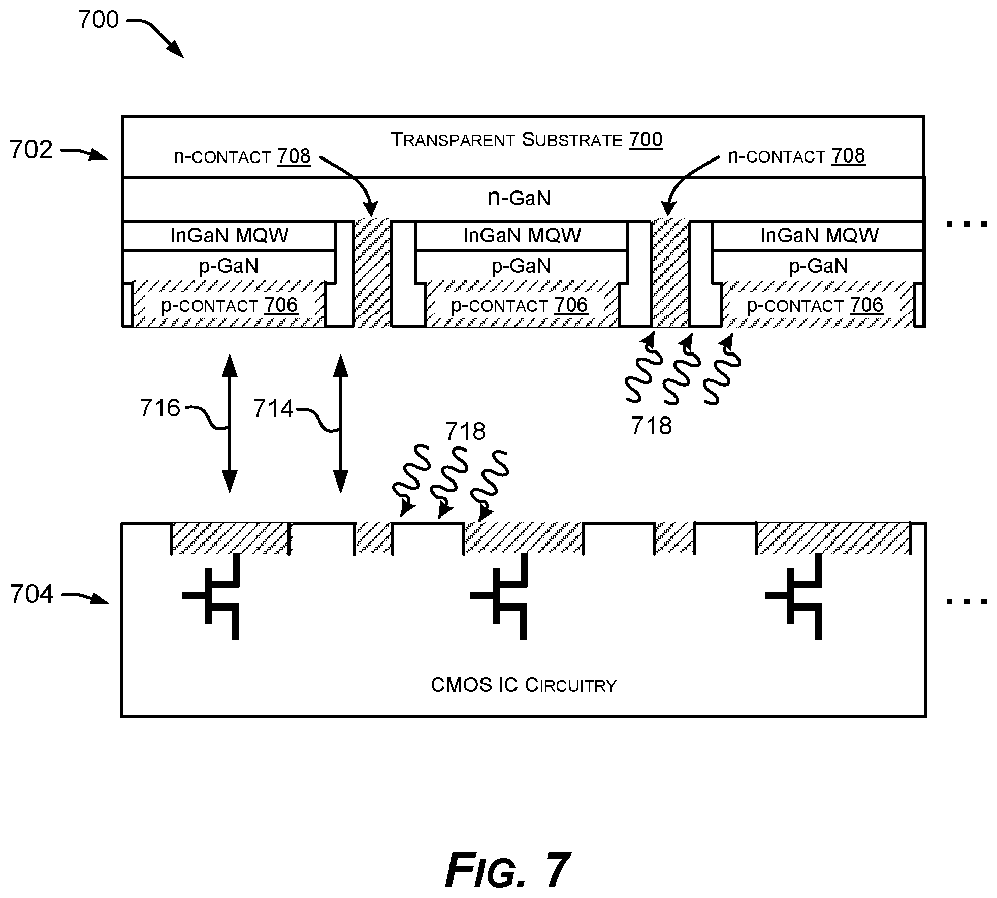 Patent US12581994 Figure 7 – Direct-bonded optoelectronic interconnect for high-density integrated photonics