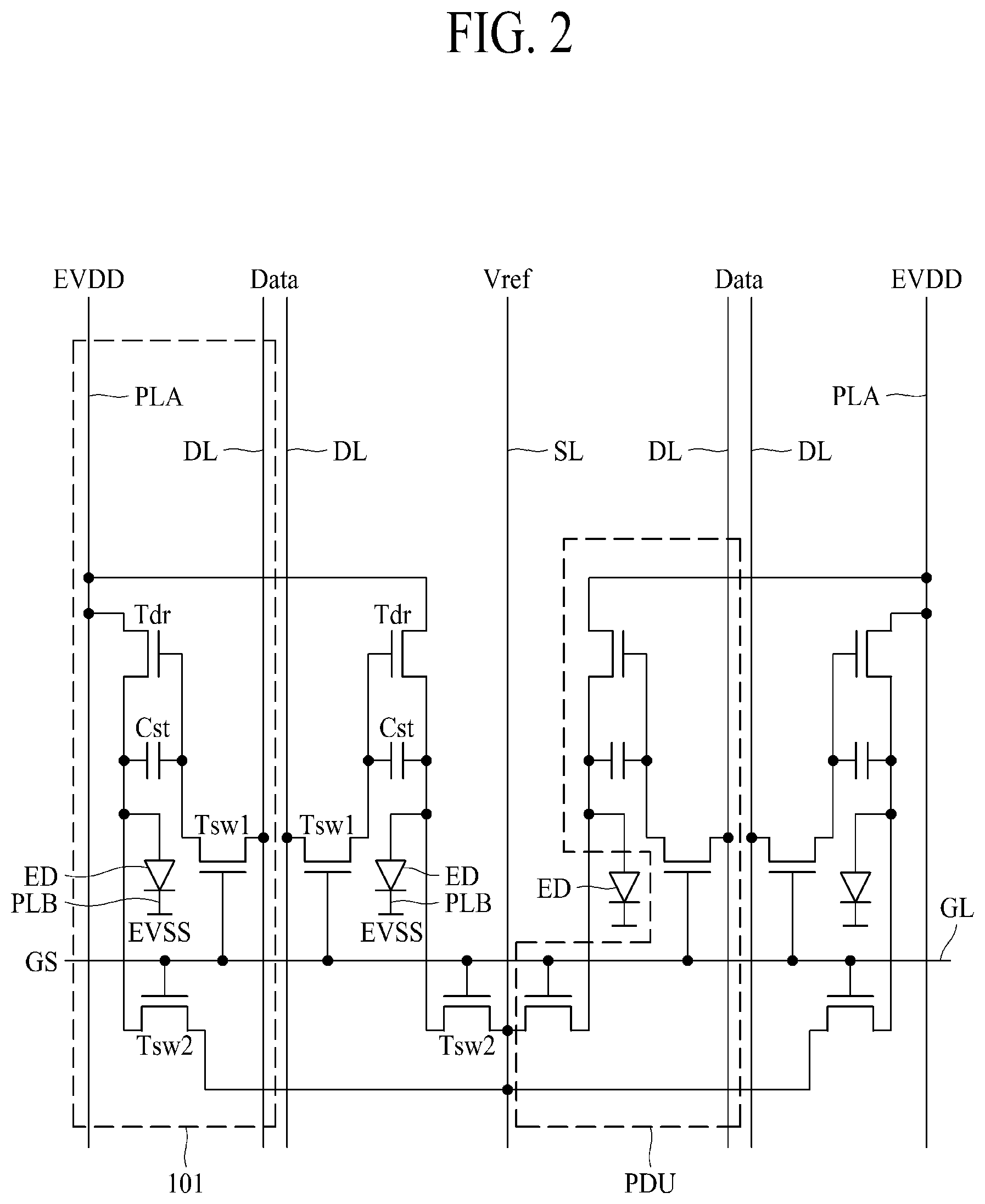 Patent US12581995 Figure 2 – Light emitting display panel