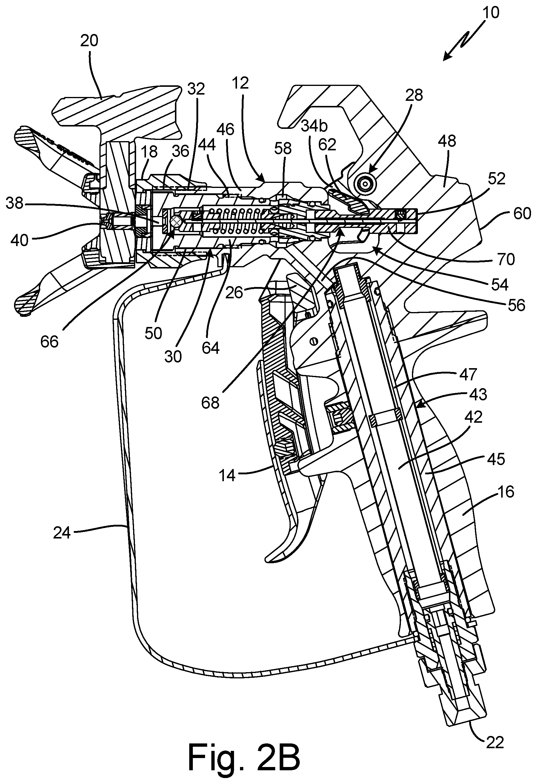 Patent US12583001 Figure 4 – Spray gun and components for spraying paints and other coatings