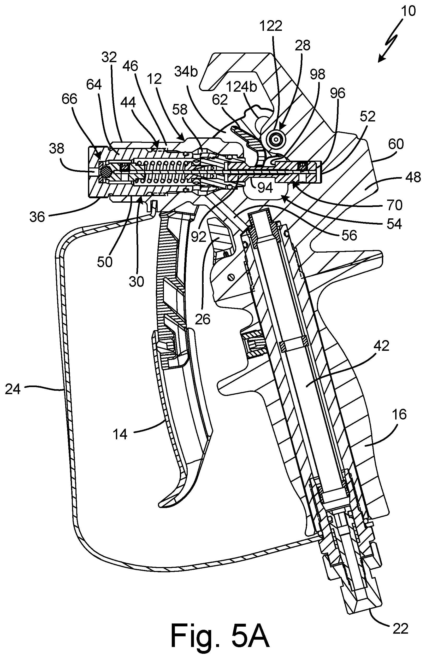 Patent US12583001 Figure 7 – Spray gun and components for spraying paints and other coatings