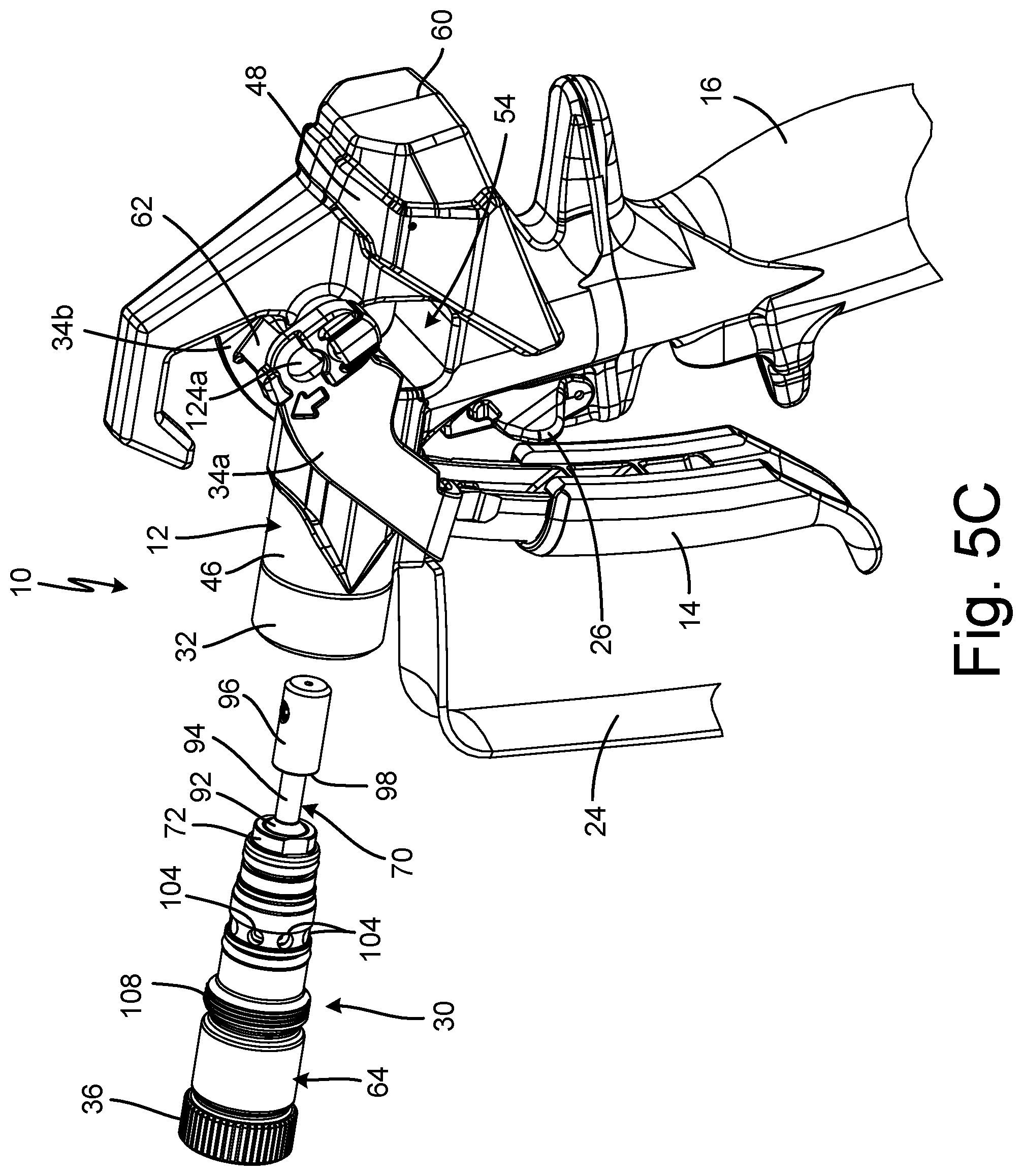 Patent US12583001 Figure 9 – Spray gun and components for spraying paints and other coatings