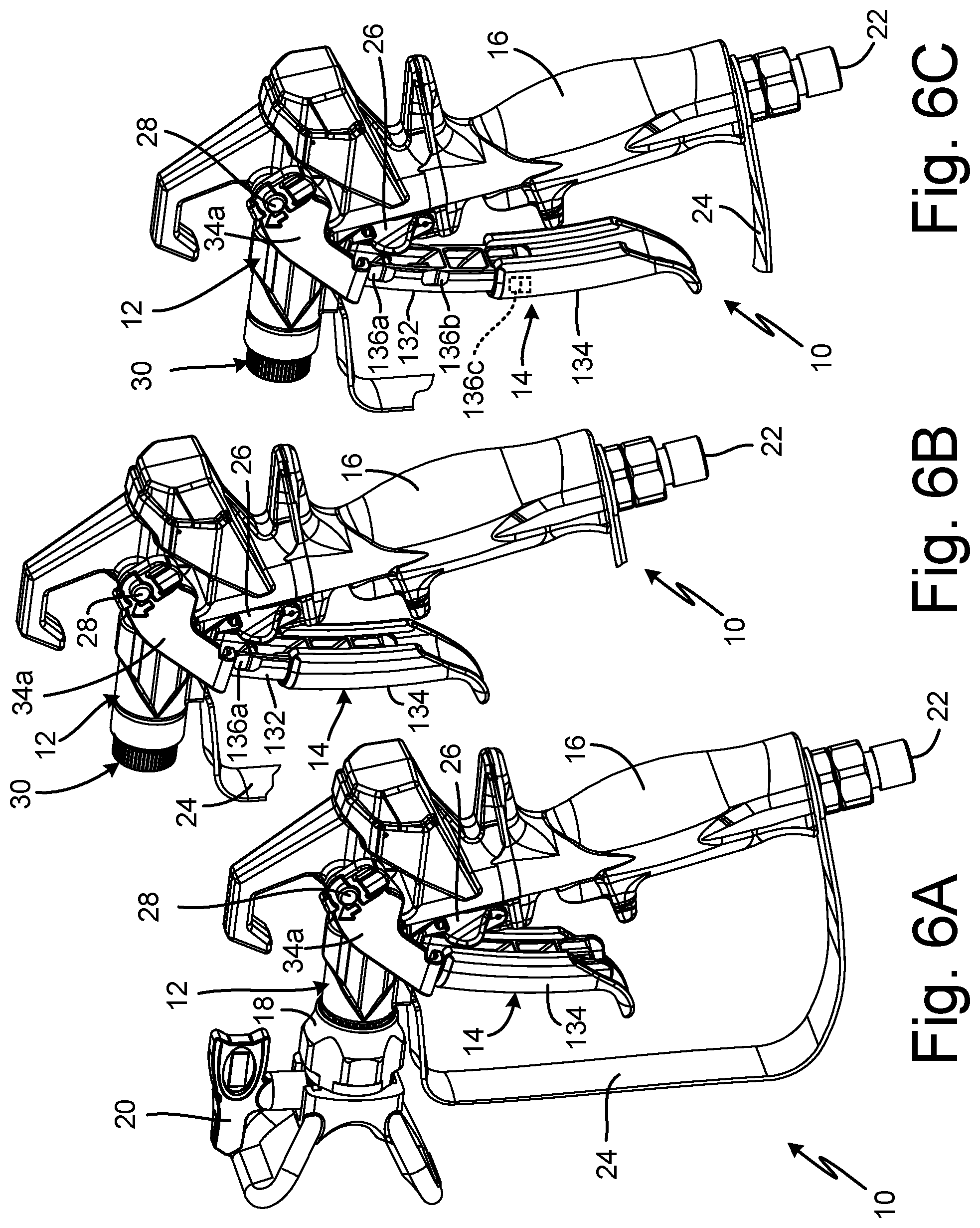 Patent US12583001 Figure 10 – Spray gun and components for spraying paints and other coatings