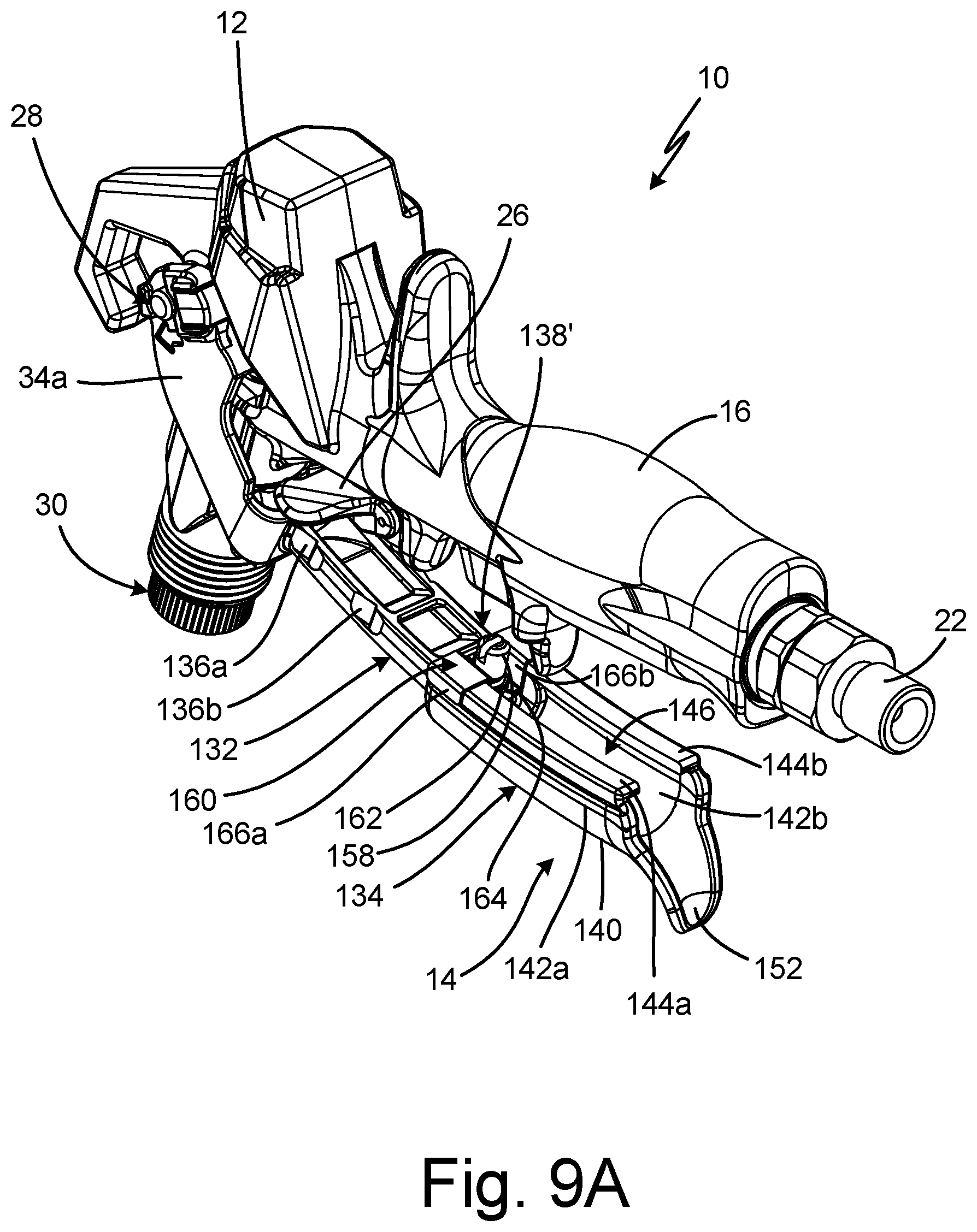 Patent US12583001 Figure 14 – Spray gun and components for spraying paints and other coatings