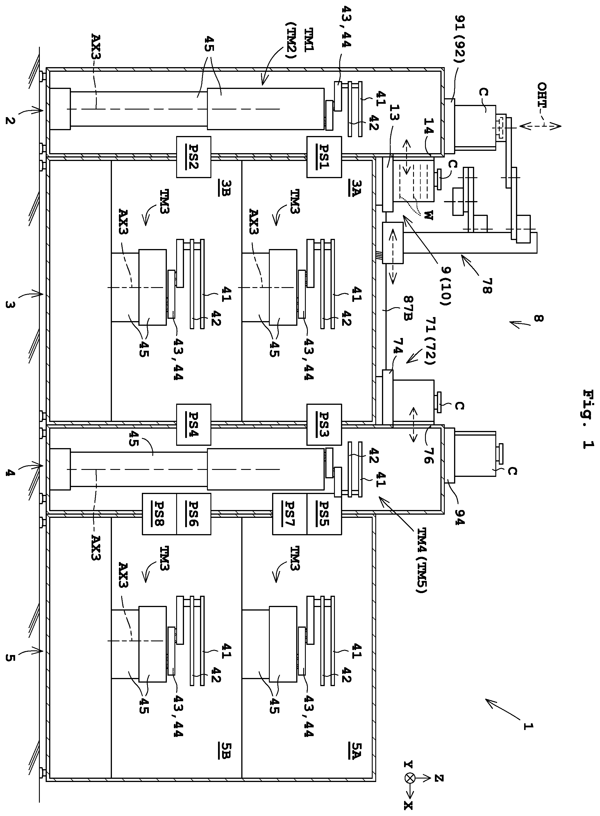 Patent US12583019 Figure 1 – Substrate treating apparatus and substrate transporting method