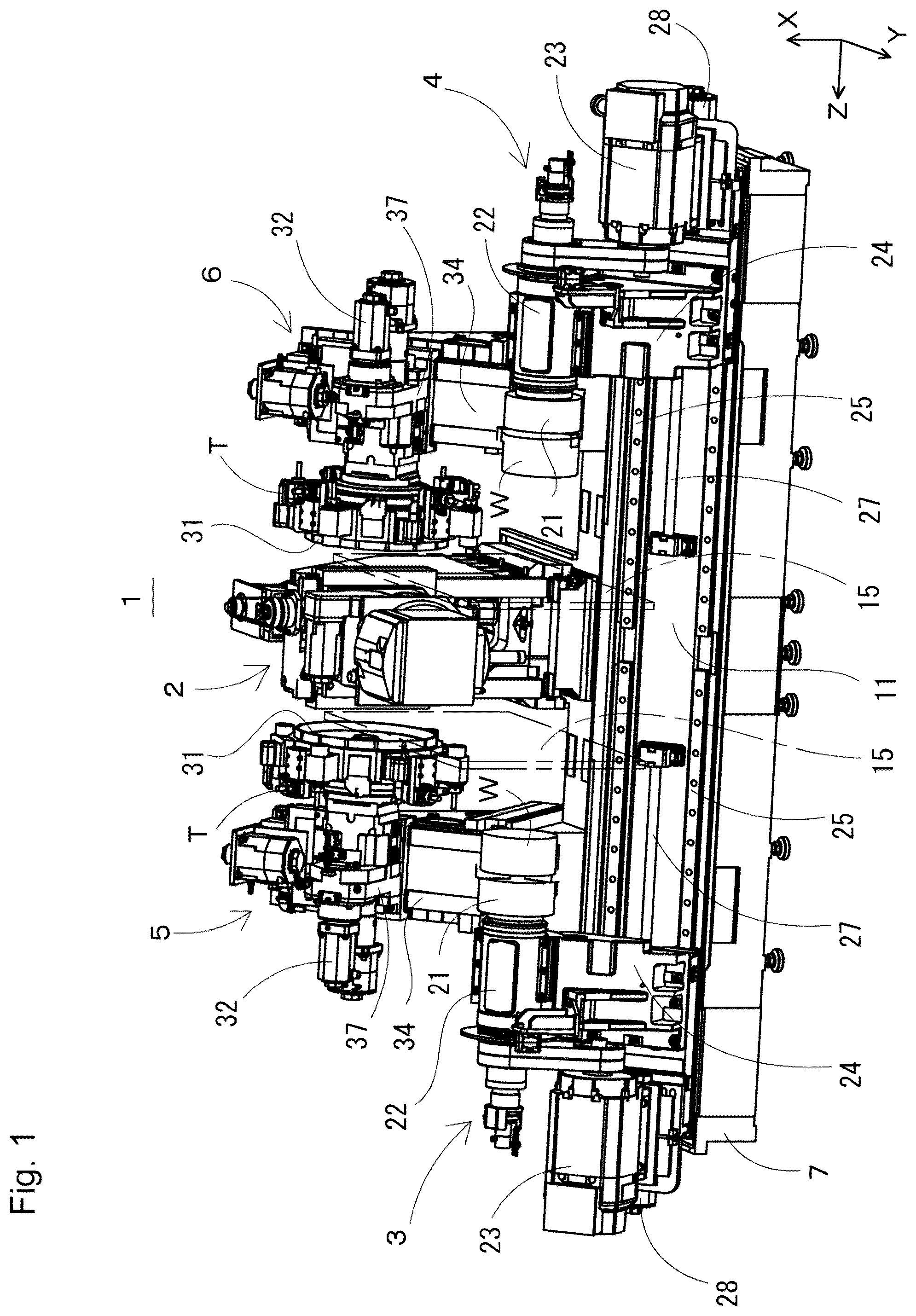Patent US12583035 Figure 1 – Combined processing machine