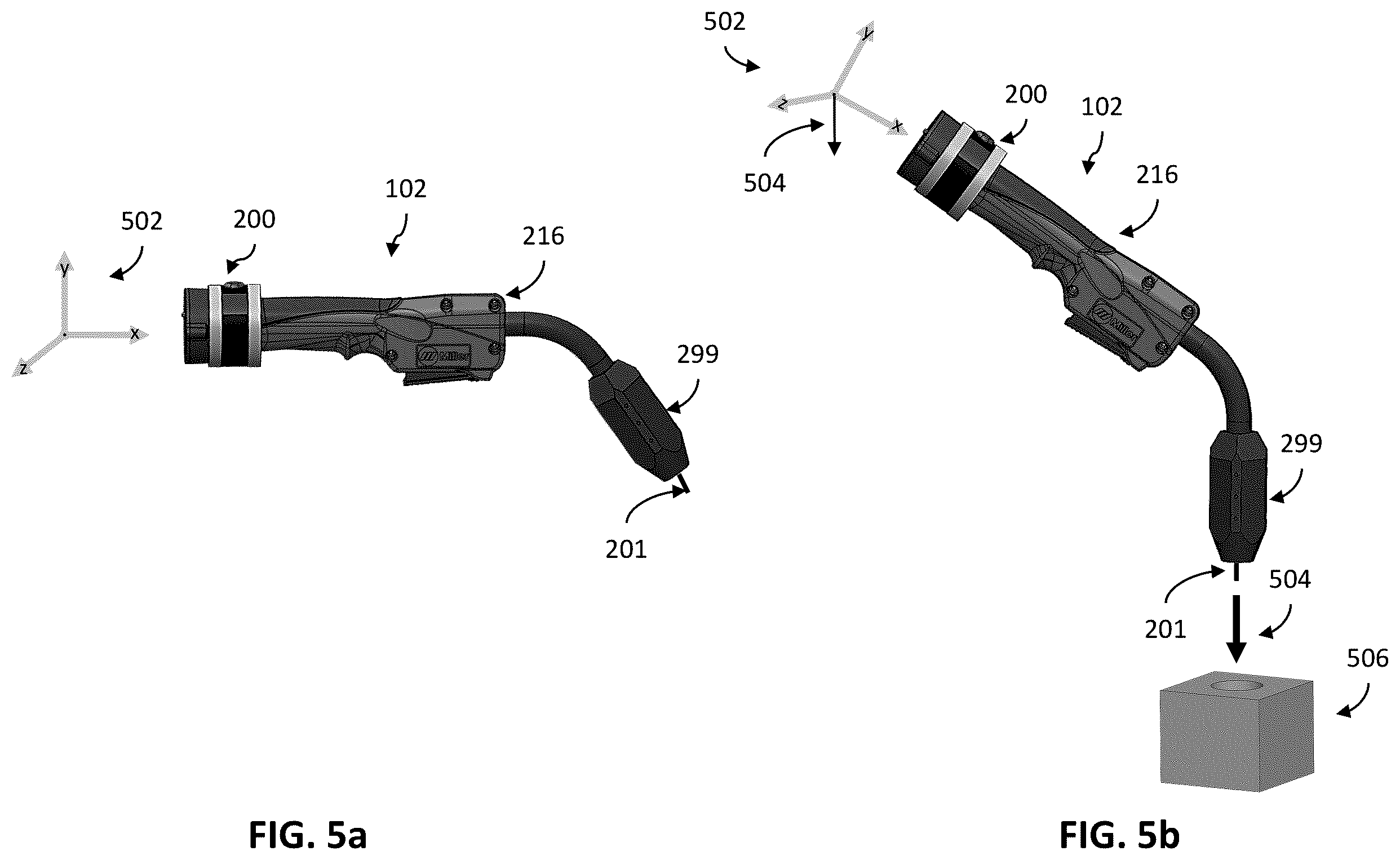 Patent US12583046 Figure 5 – Tool based welding technique monitoring systems with multiple tool orientations