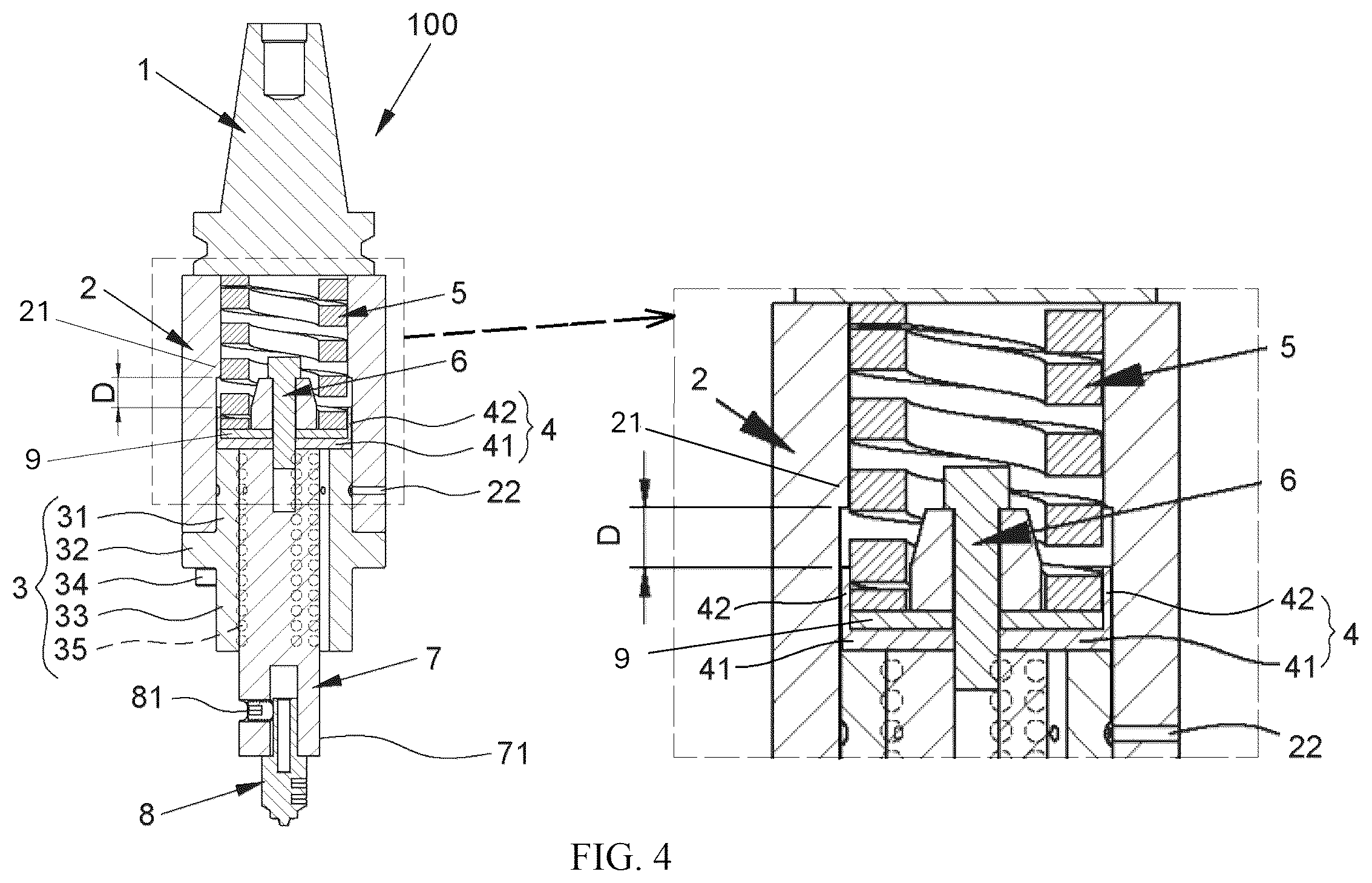 Patent US12583054 Figure 4 – Adaptive tool holder for robotic arm