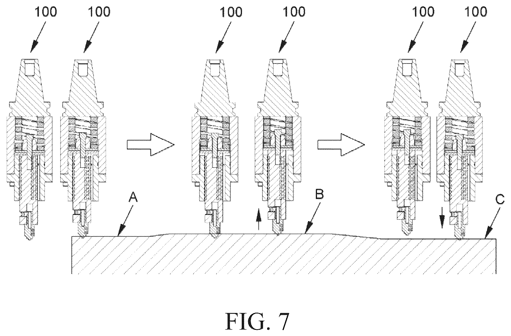 Patent US12583054 Figure 7 – Adaptive tool holder for robotic arm