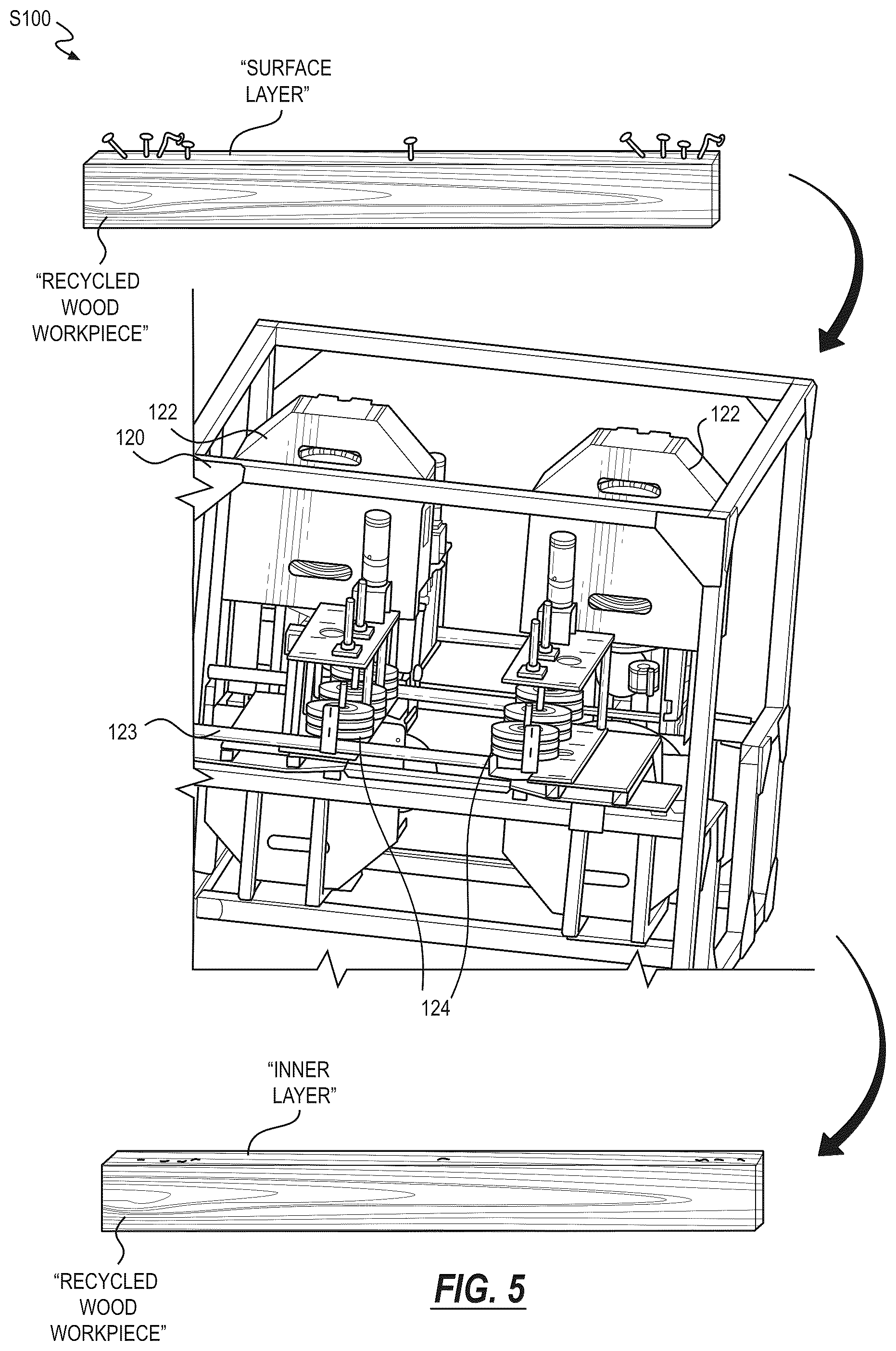 Patent US12583066 Figure 6 – System and method for removing metal fasteners embedded in wood products