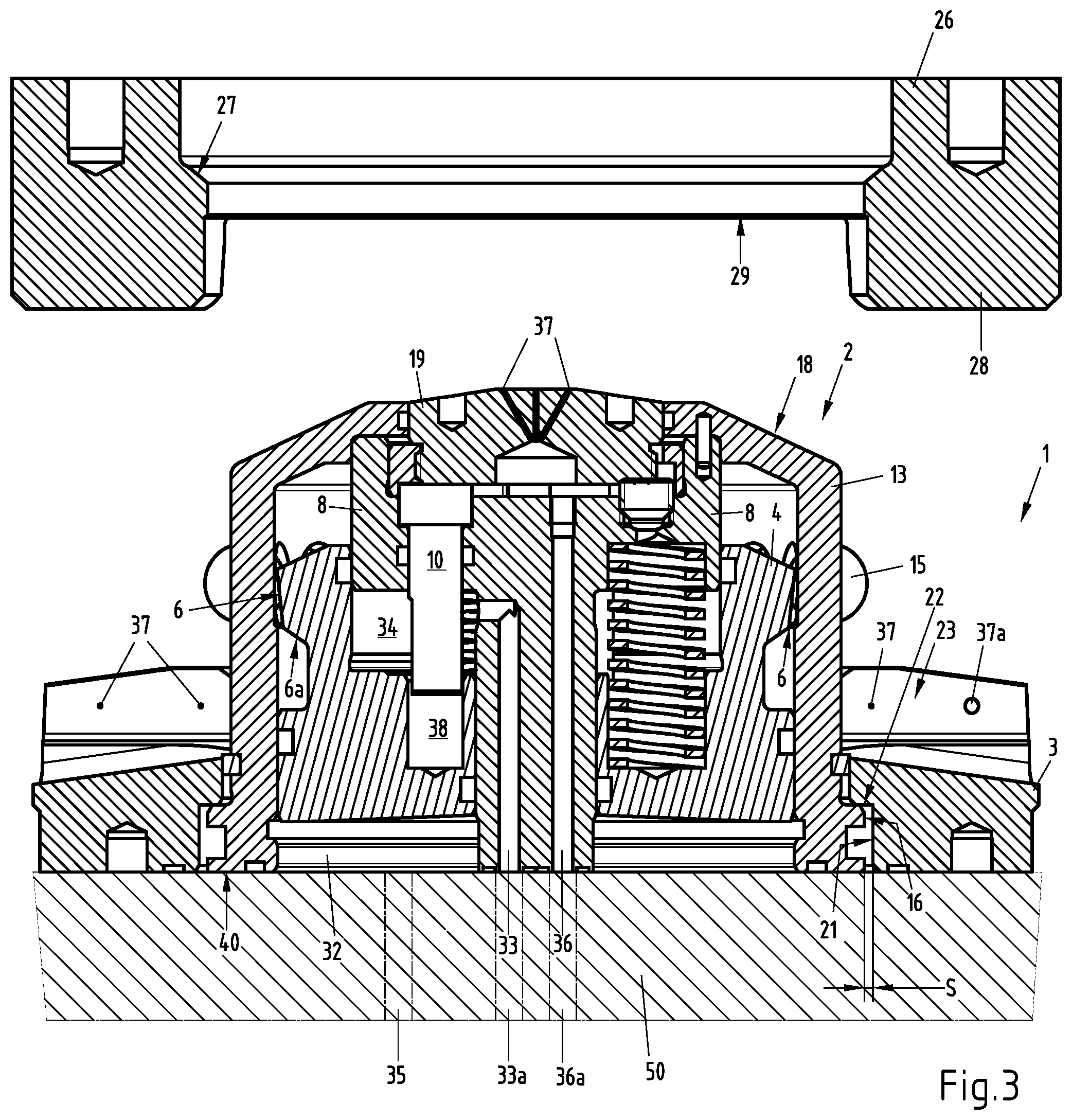 Patent US12583068 Figure 3 – Clamping arrangement