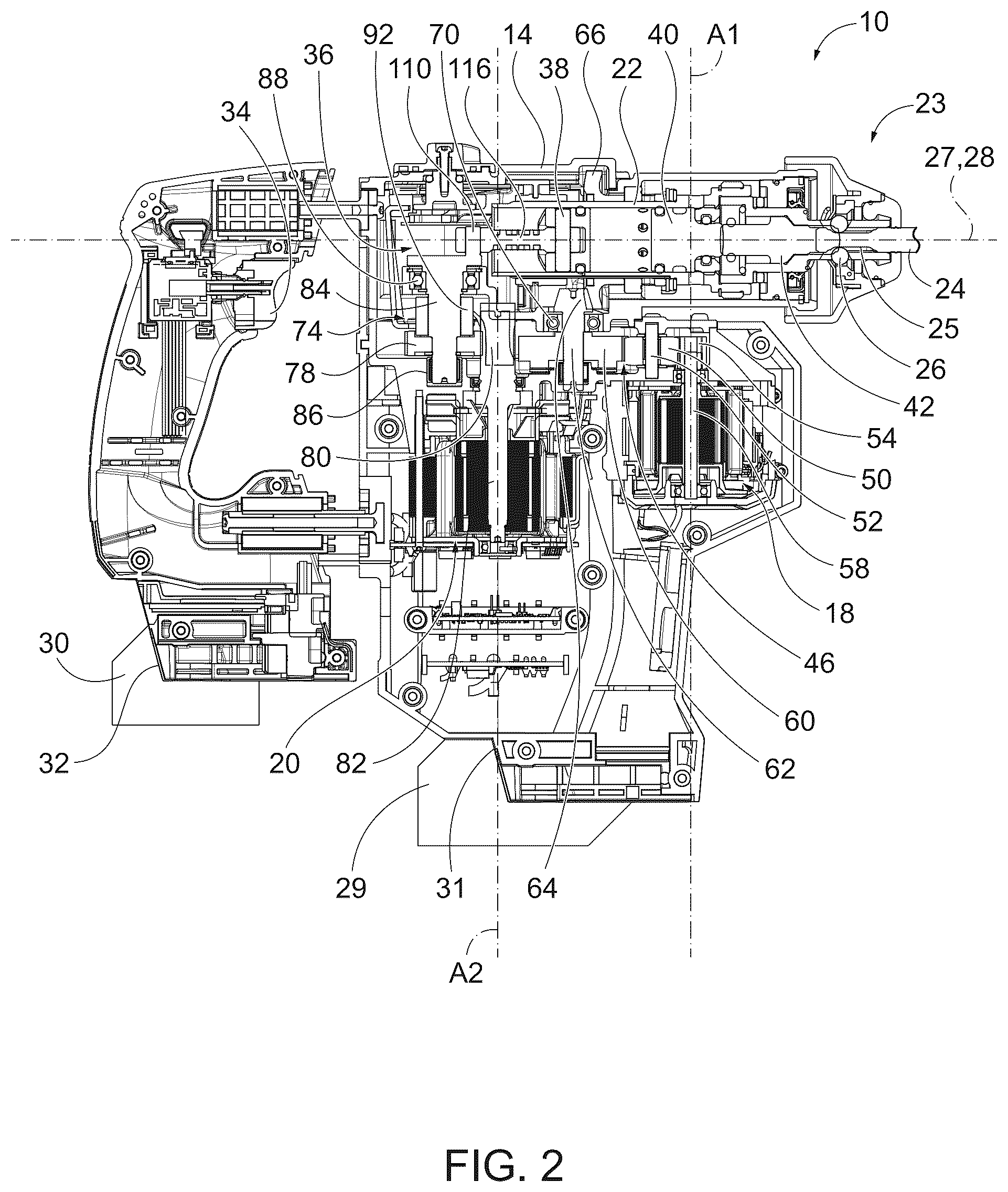 Patent US12583069 Figure 2 – Rotary power tool