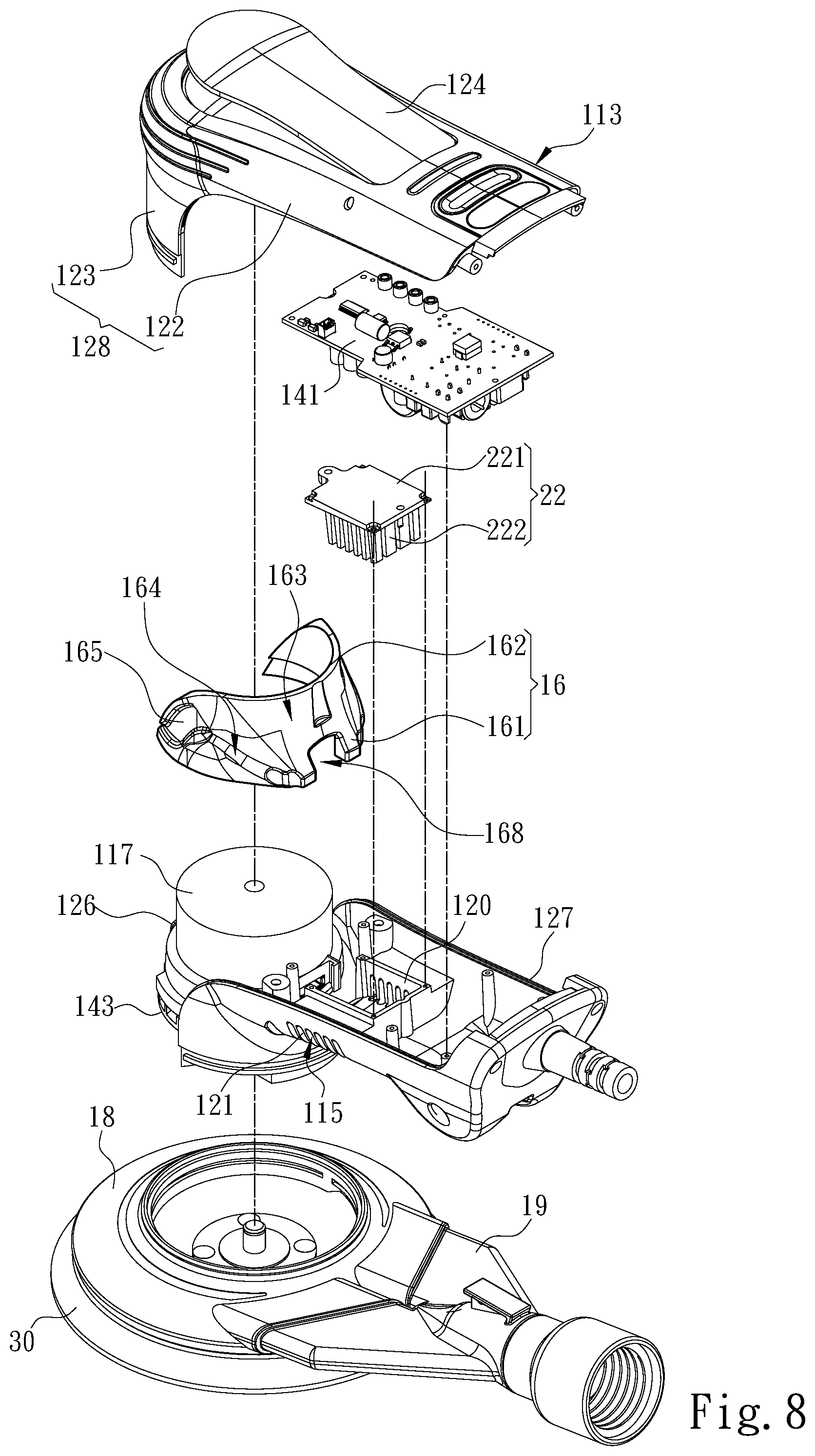 Patent US12583075 Figure 8 – Grinding machine tool for reducing hotness of casing