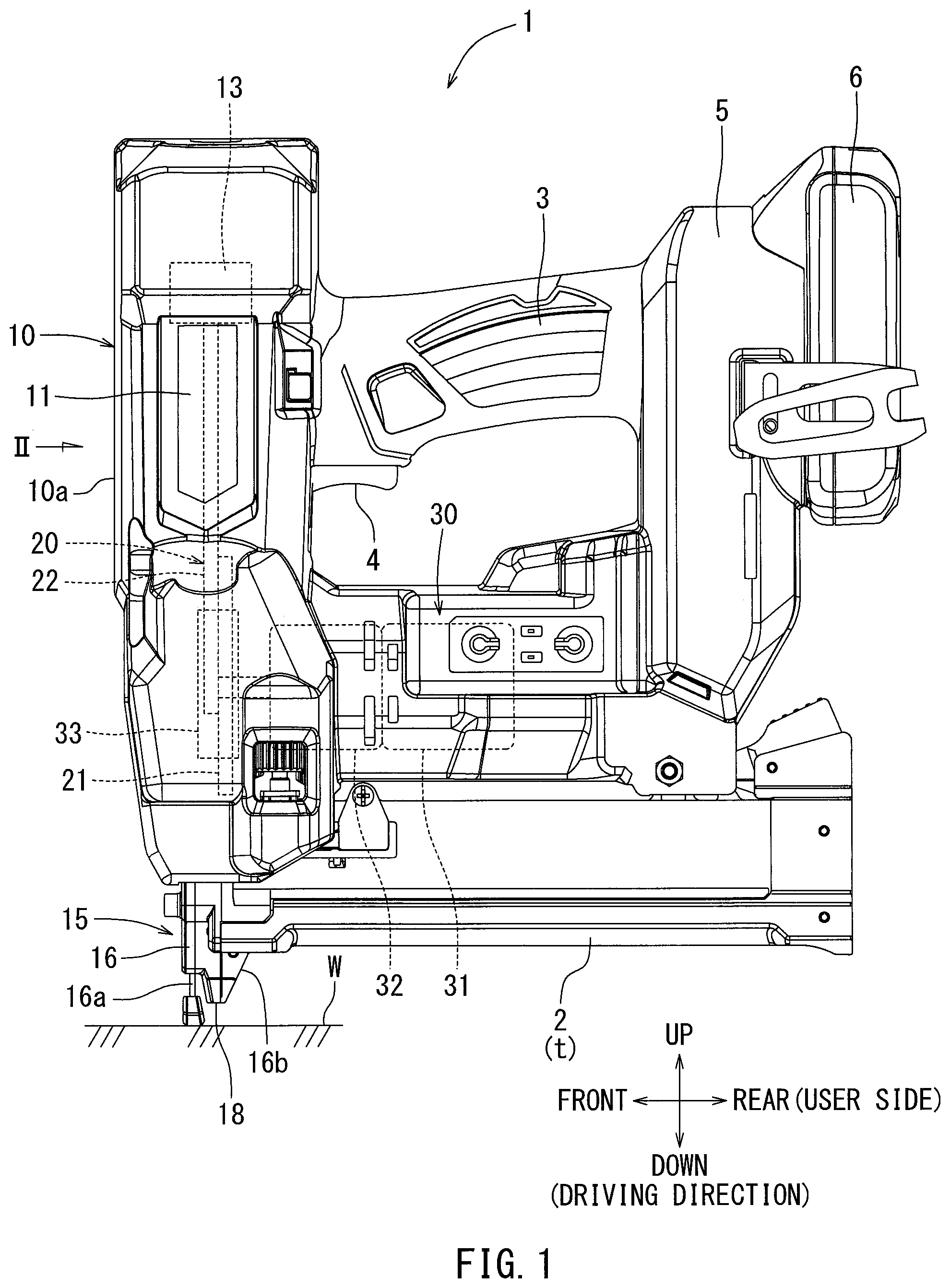 Patent US12583087 Figure 1 – Driving tool