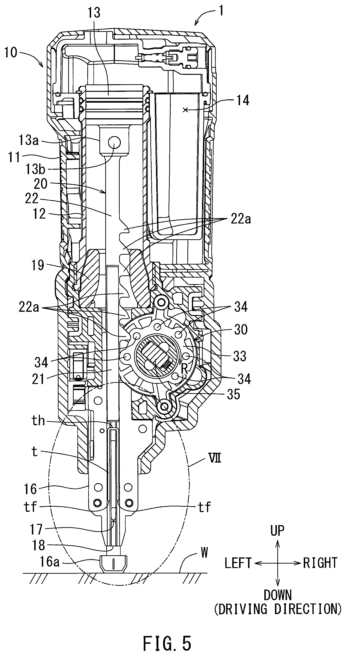 Patent US12583087 Figure 5 – Driving tool