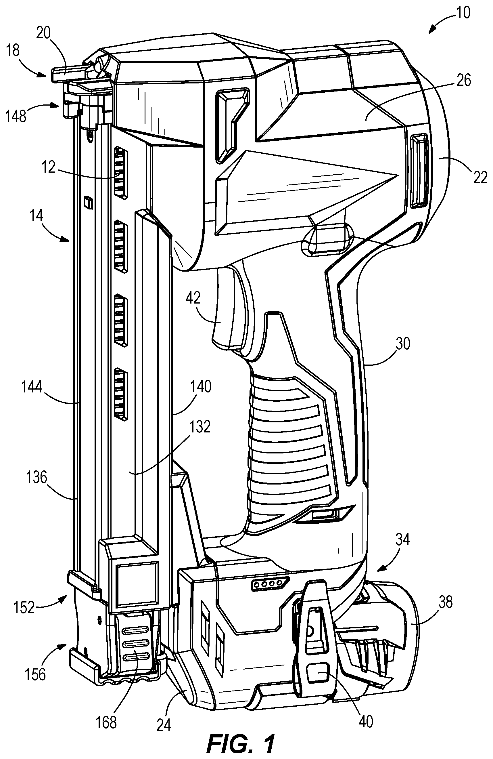 Patent US12583088 Figure 1 – Powered fastener driver