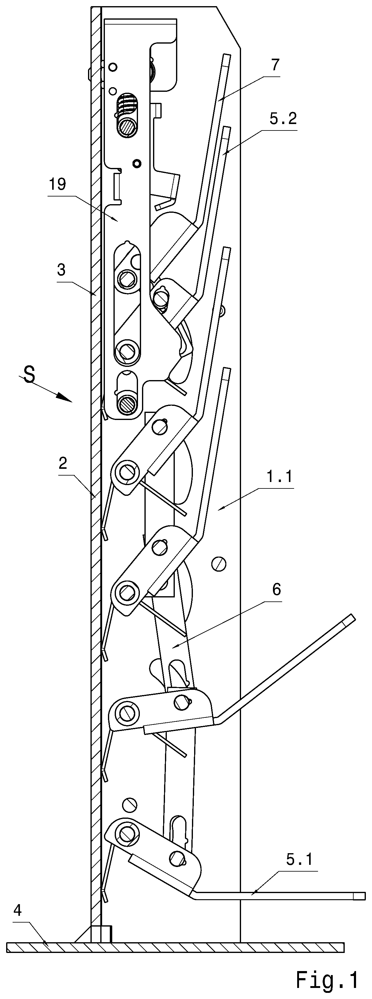 Patent US12583094 Figure 1 – Contactless locking of ratchet columns